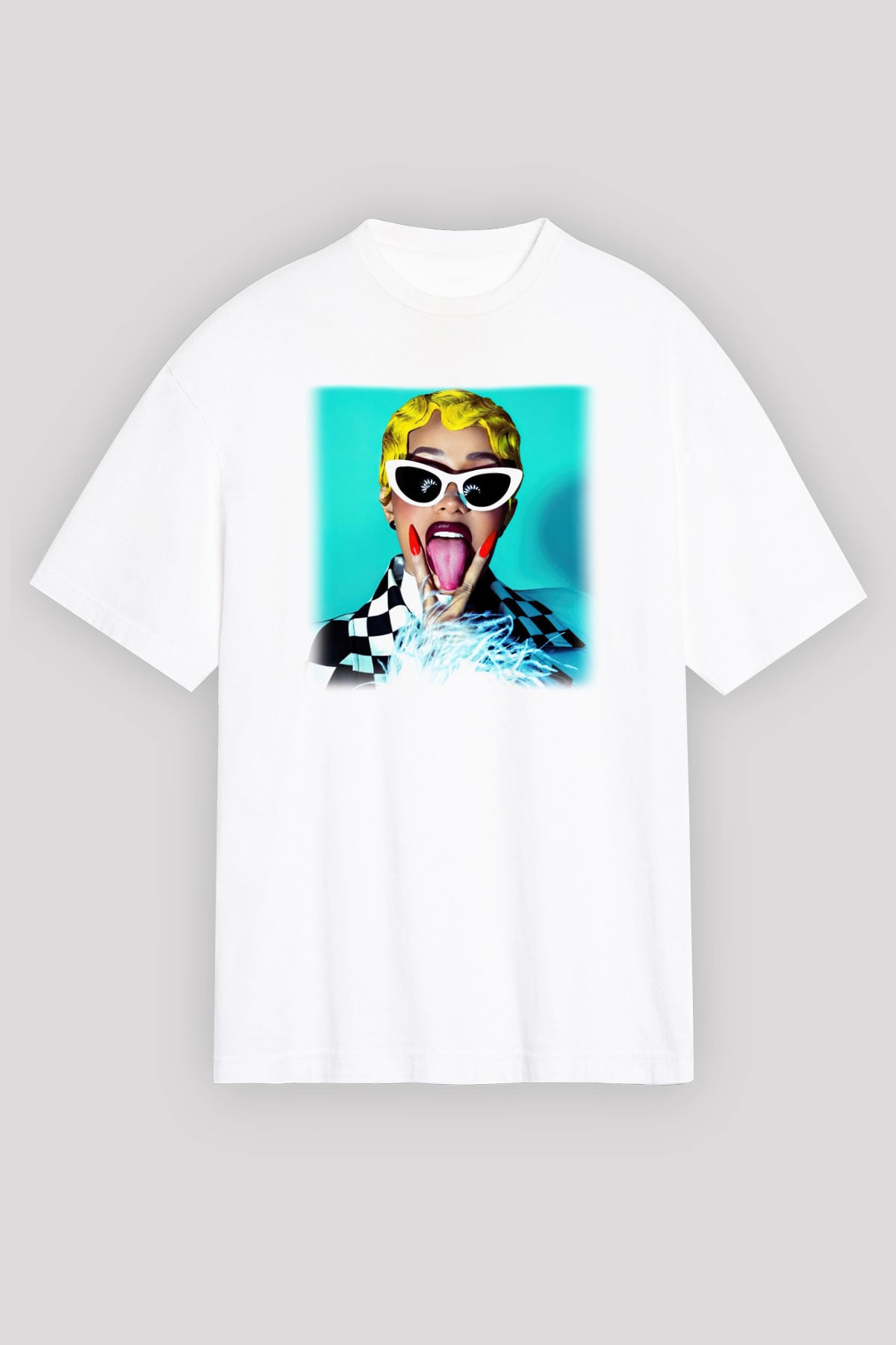 Cardi B Beyaz Unisex Oversize Tişört T-Shirt