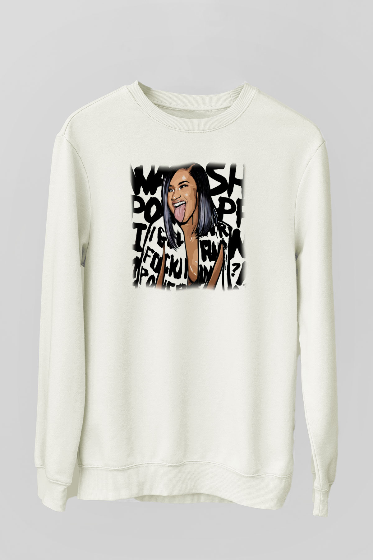 Cardi B Beyaz Unisex Sweatshirt