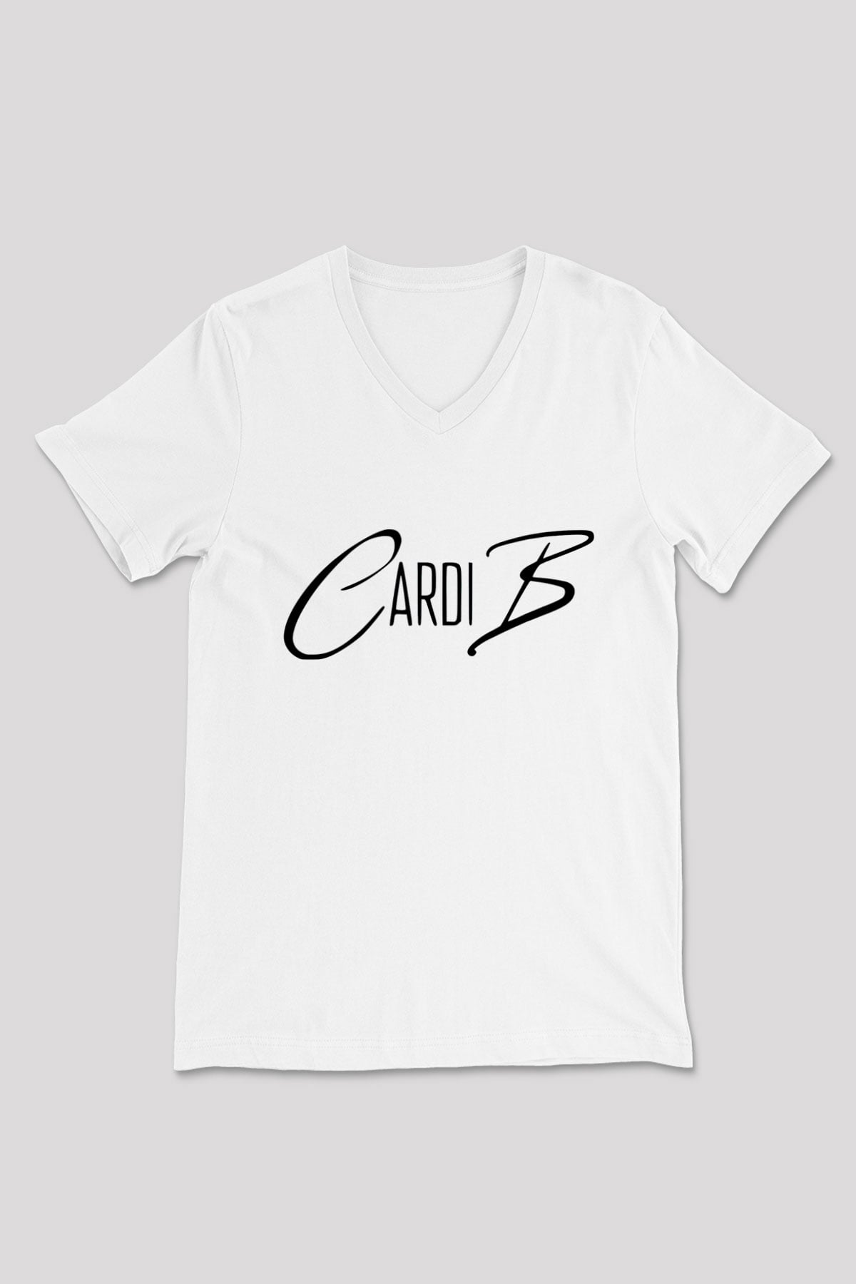 Cardi B Beyaz Unisex V Yaka Tişört T-Shirt