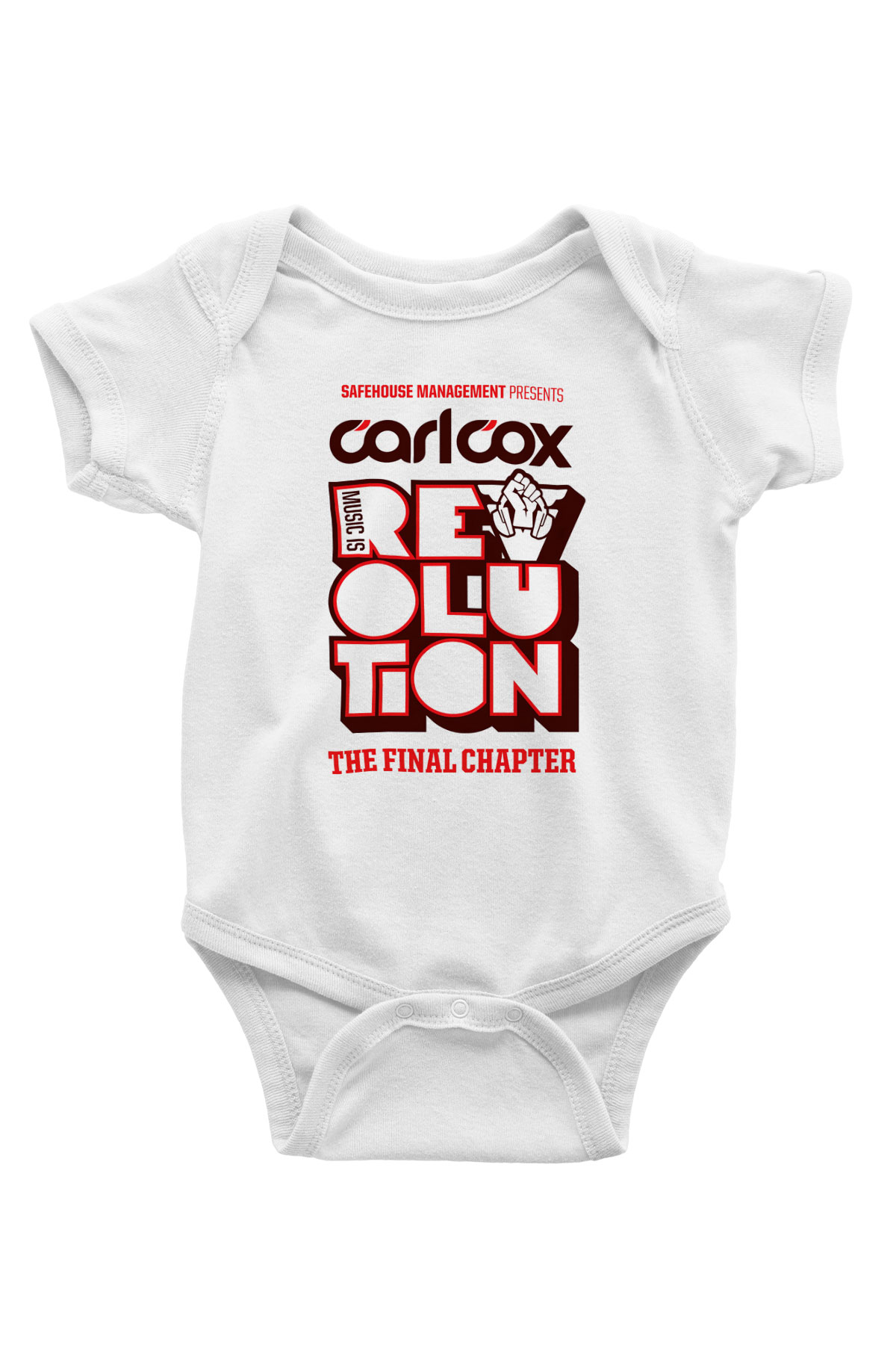 Carl Cox Baskılı Beyaz Unisex Bebek Body - Zıbın