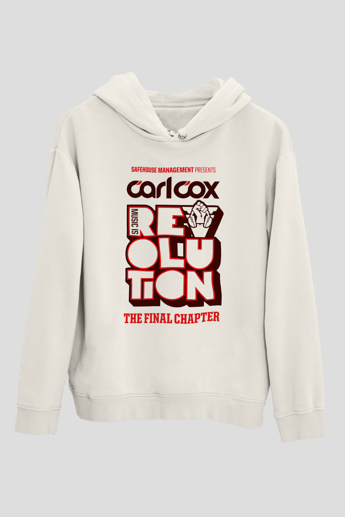Carl Cox Beyaz Unisex Kapşonlu Sweatshirt