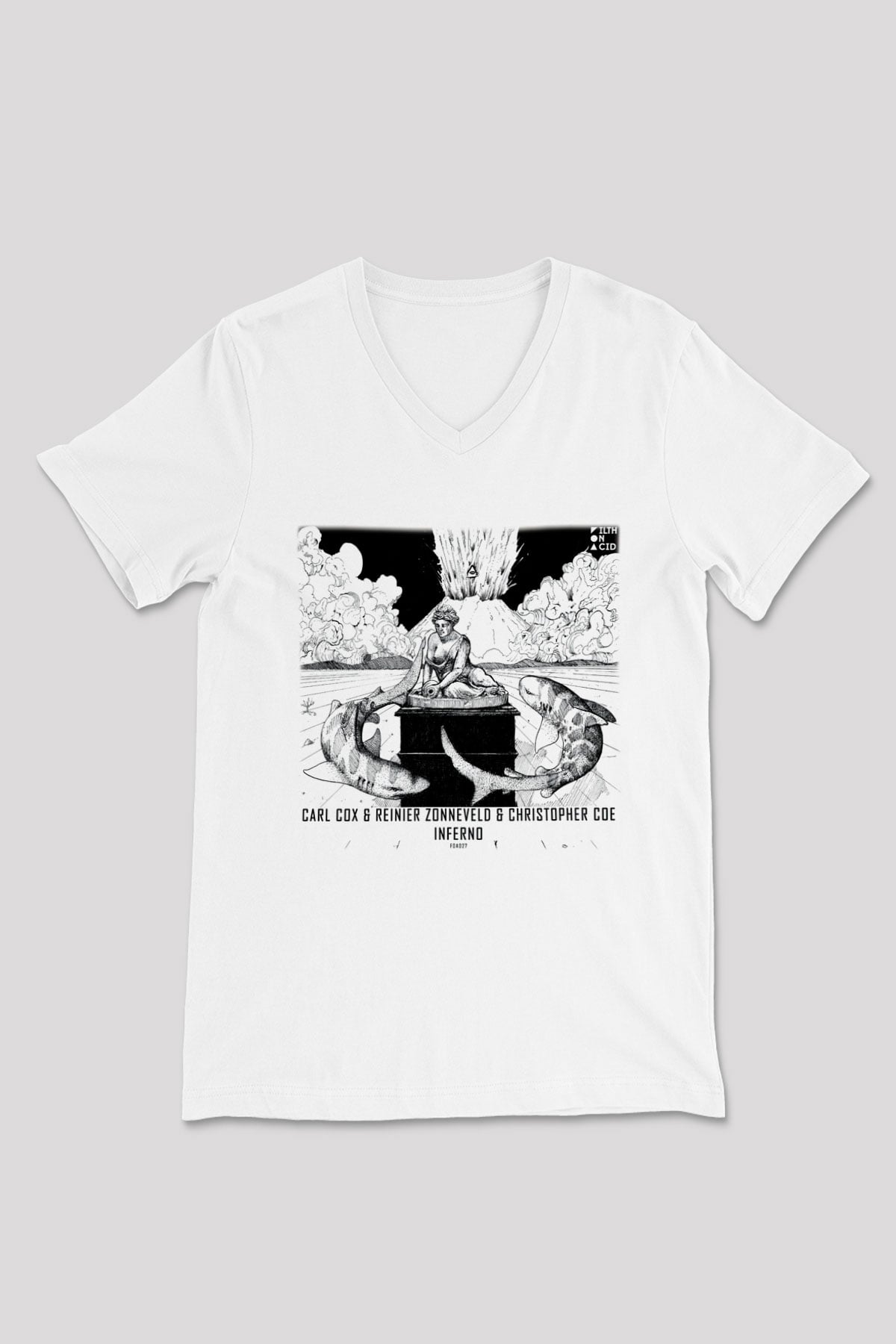 Carl Cox Beyaz Unisex V Yaka Tişört T-Shirt