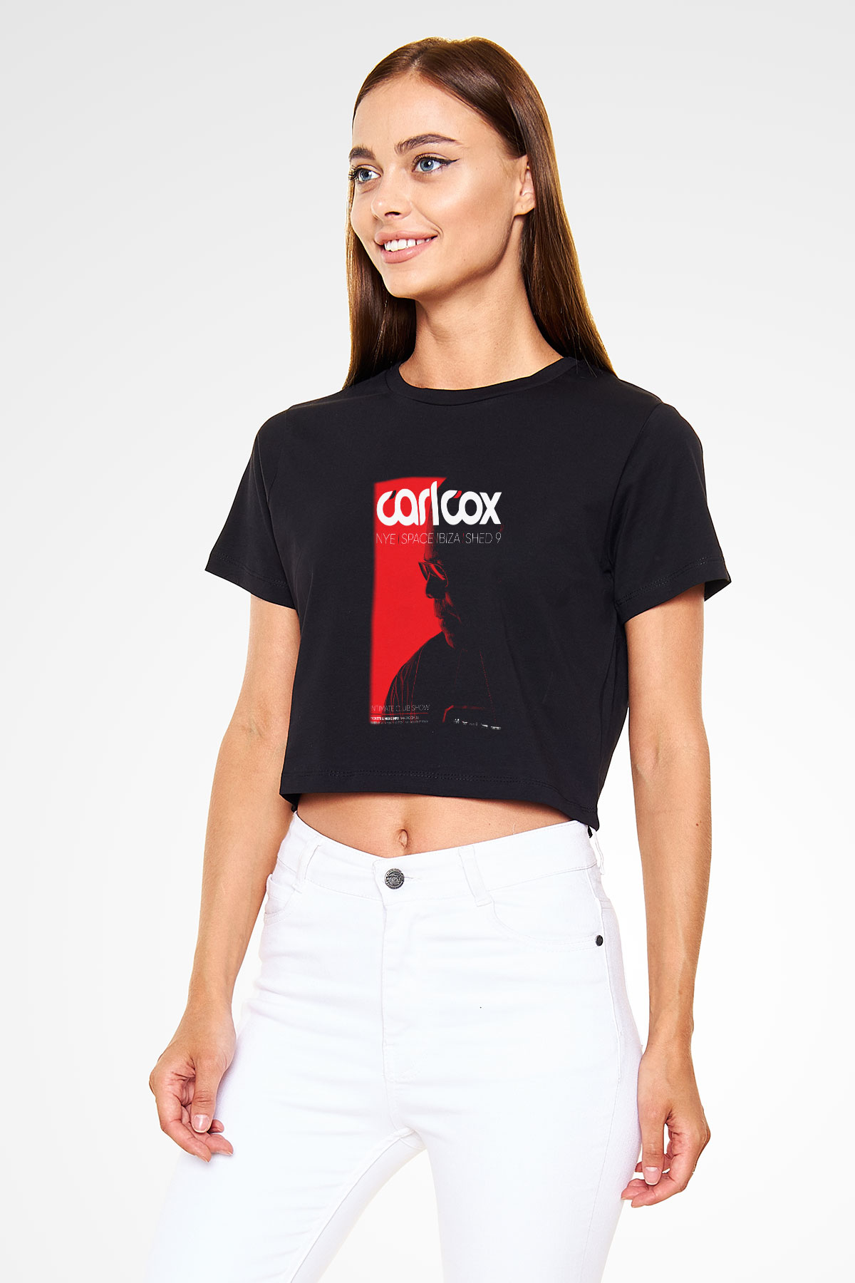 Carl Cox Siyah Crop Top Tişört