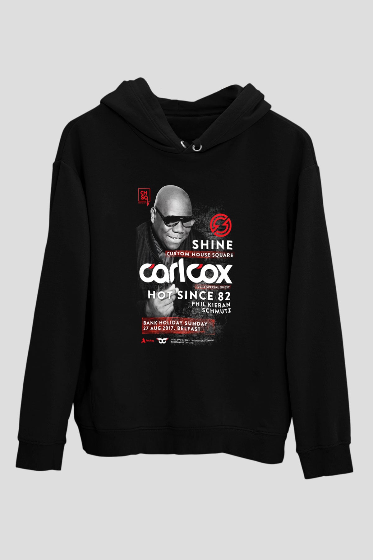 Carl Cox Siyah Unisex Kapüşonlu Sweatshirt