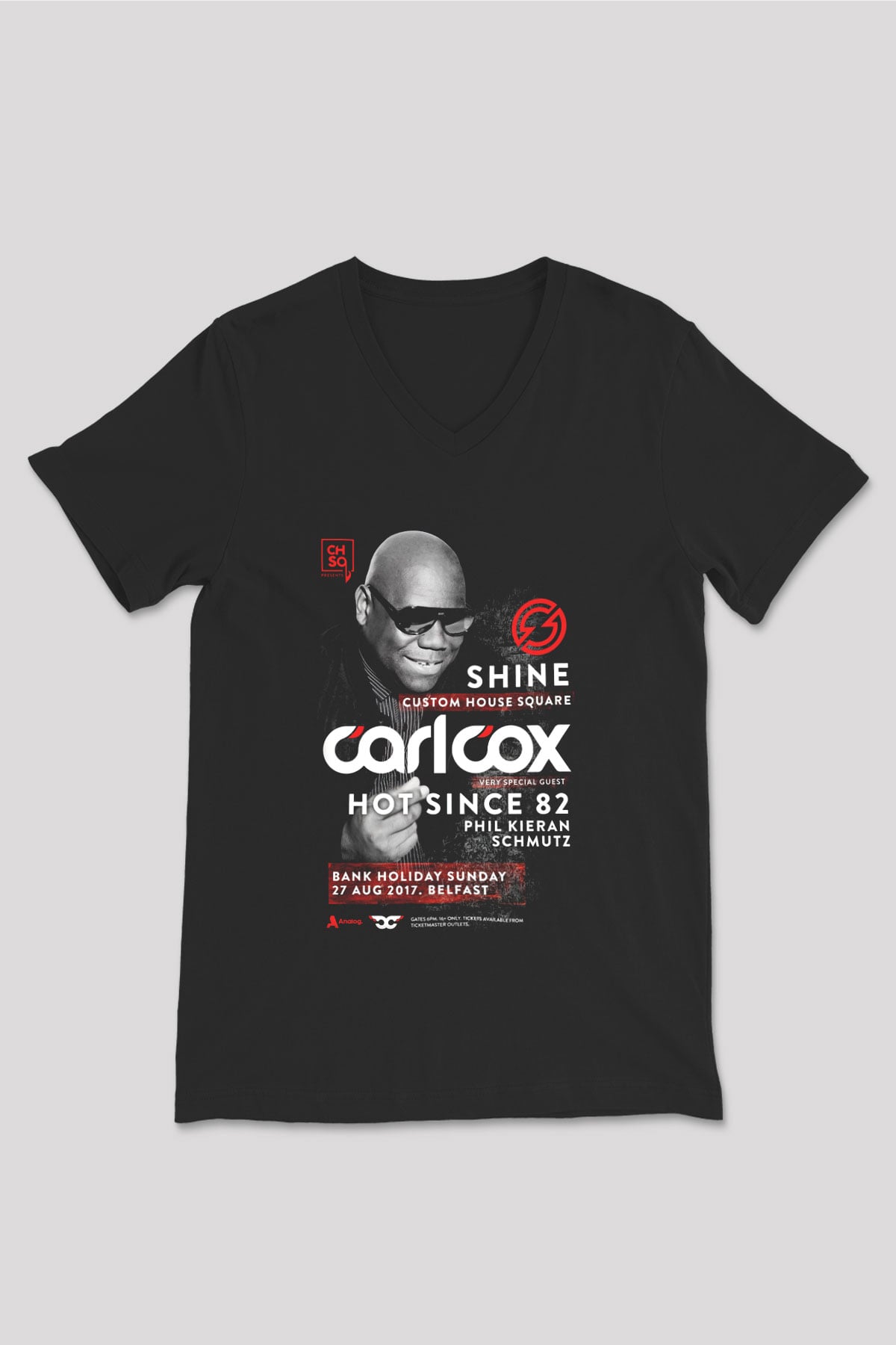 Carl Cox Siyah Unisex V Yaka Tişört