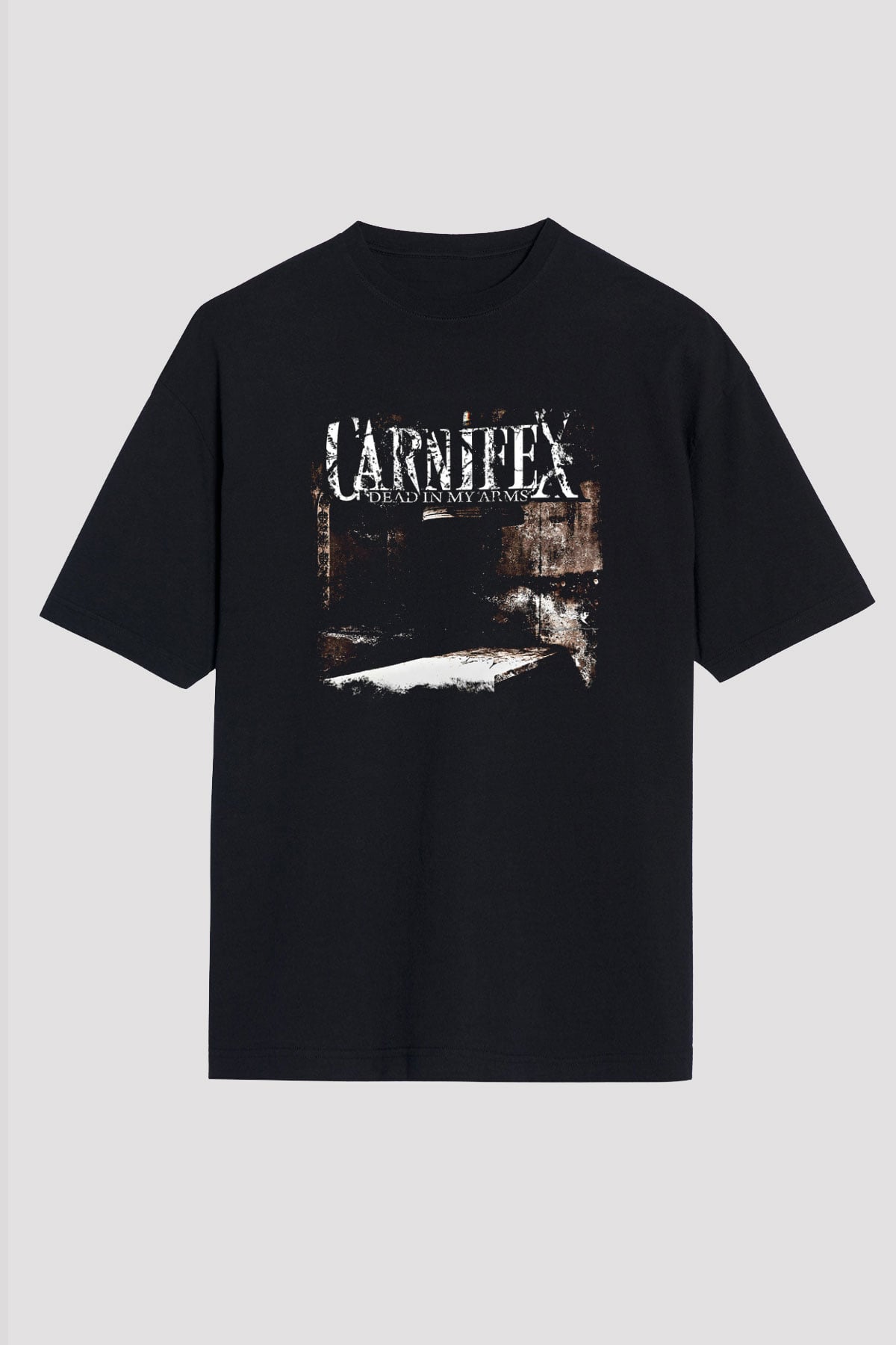 Carnifex Baskılı Unisex Siyah Oversize Tişört