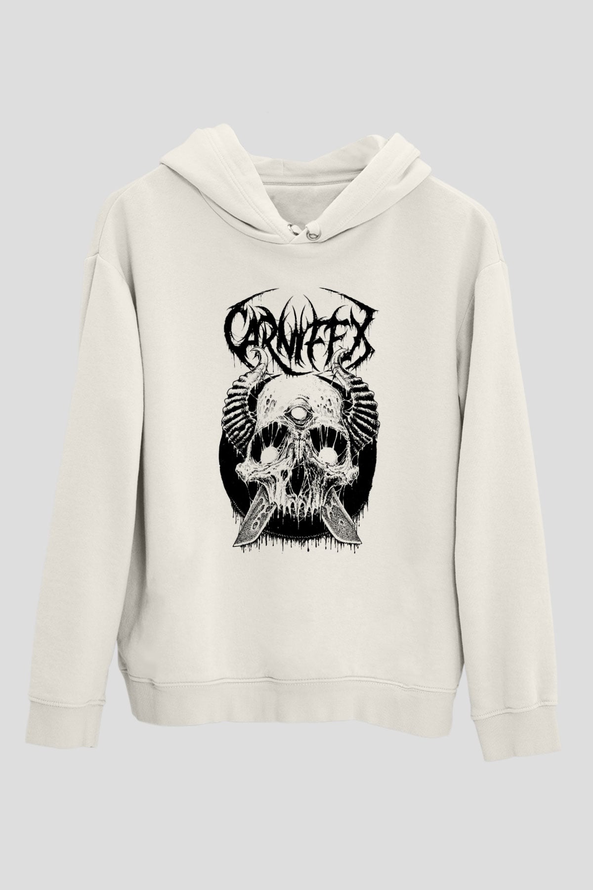Carnifex Beyaz Unisex Kapüşonlu Sweatshirt