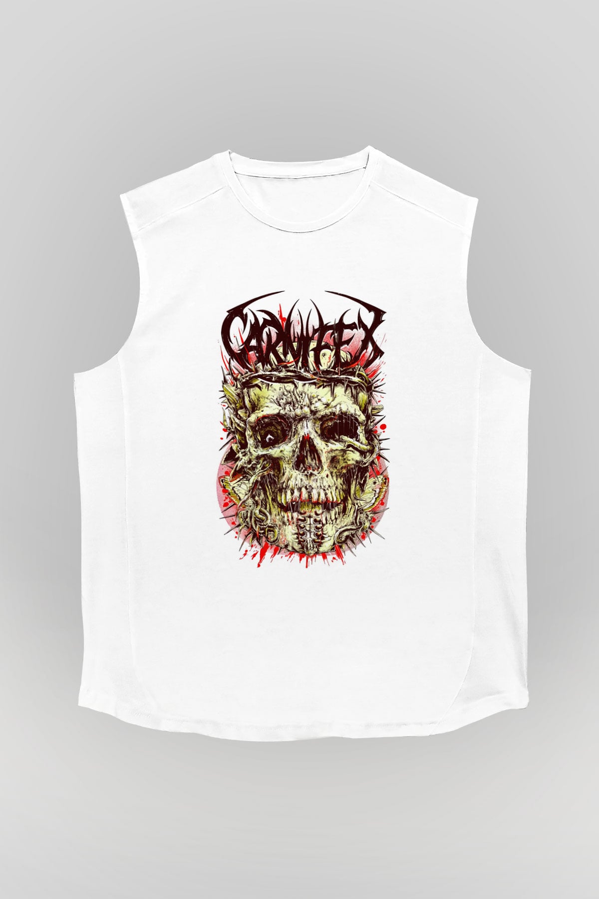 Carnifex Beyaz Unisex Kolsuz Tişört