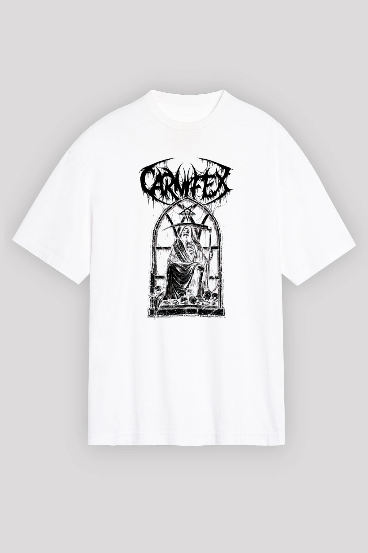 Carnifex Beyaz Unisex Oversize Tişört T-Shirt