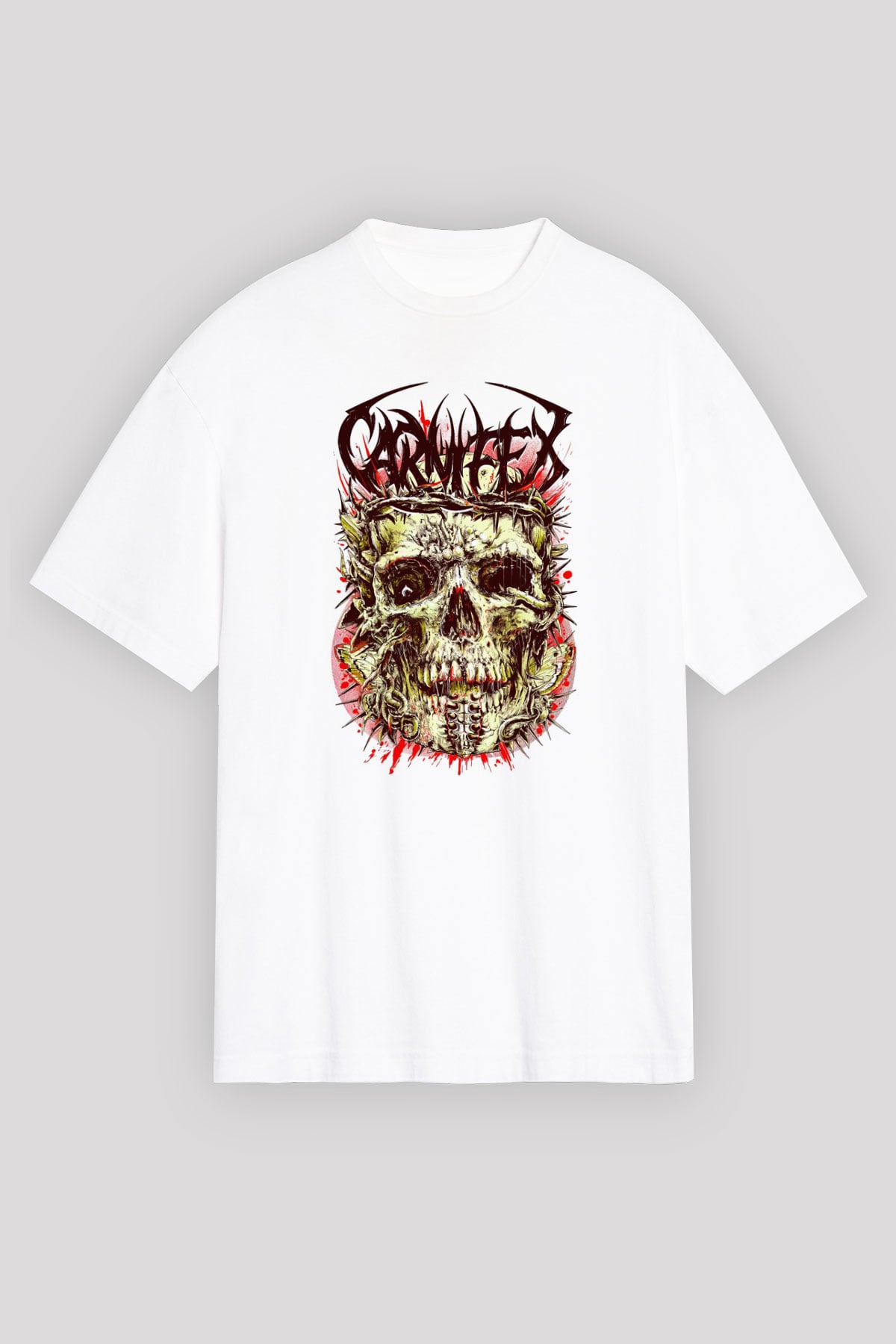 Carnifex Beyaz Unisex Tişört T-Shirt - TişörtFabrikası