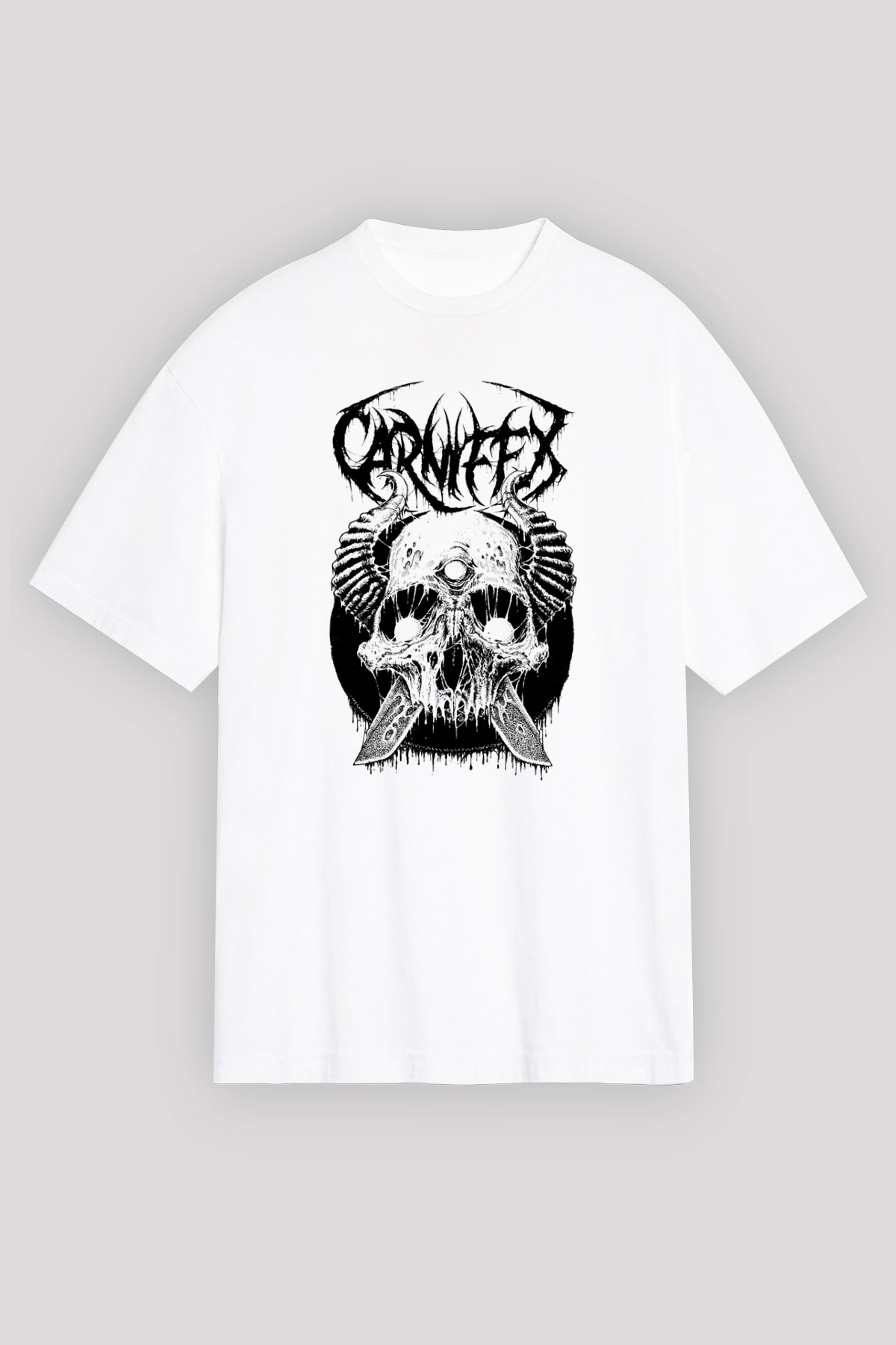 Carnifex Beyaz Unisex Tişört T-Shirt - TişörtFabrikası