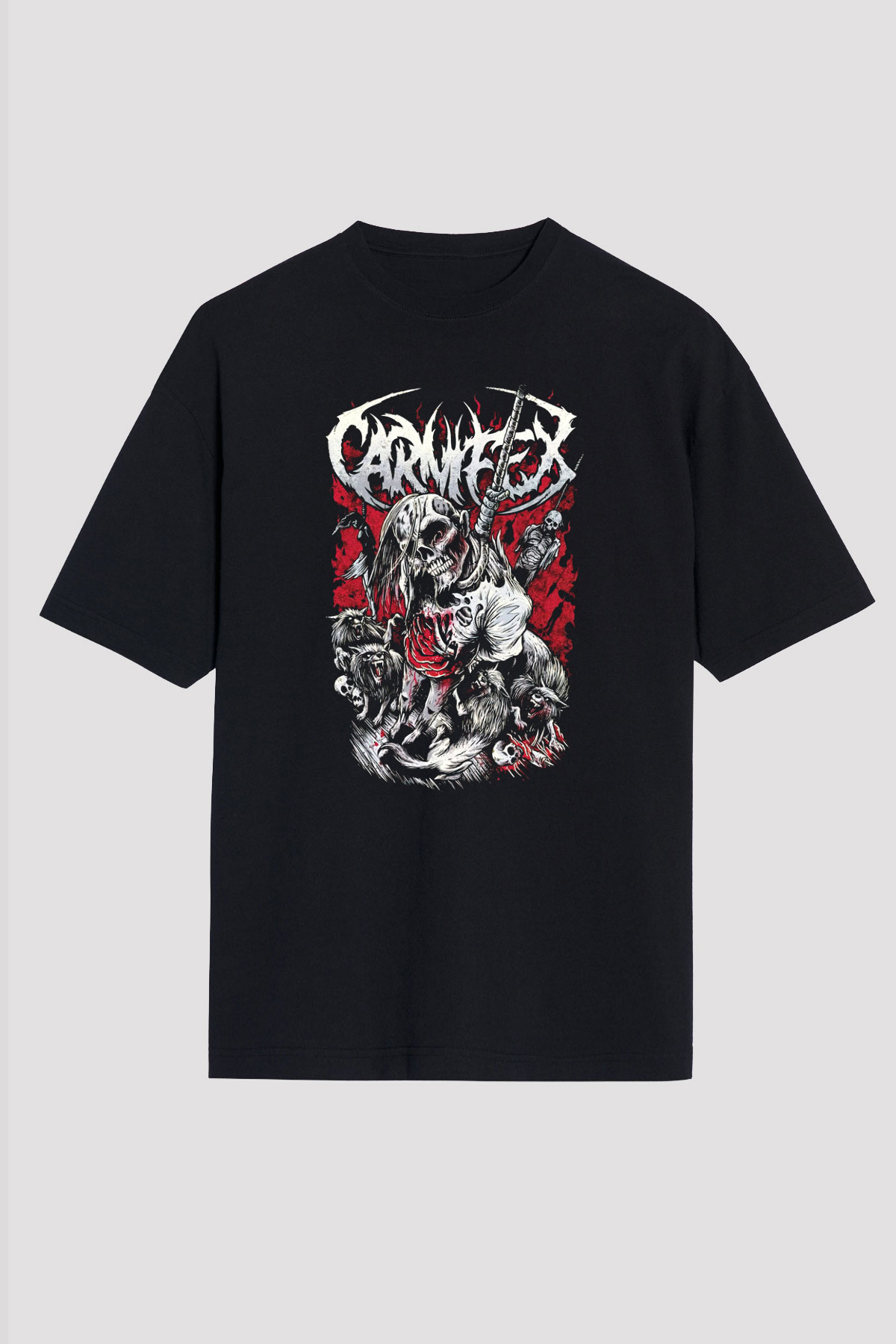 Carnifex Siyah Unisex Oversize Tişört T-Shirt