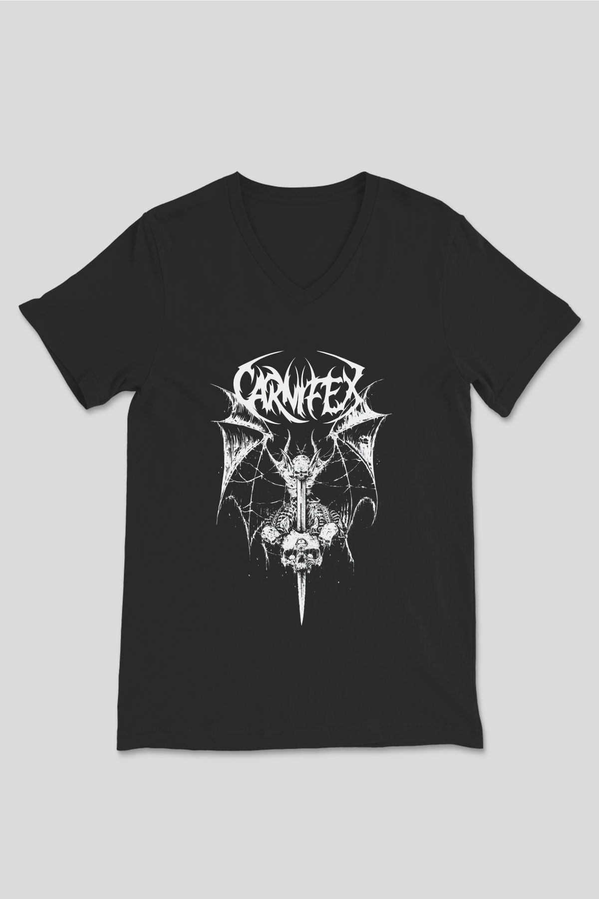 Carnifex Siyah Unisex V Yaka Tişört
