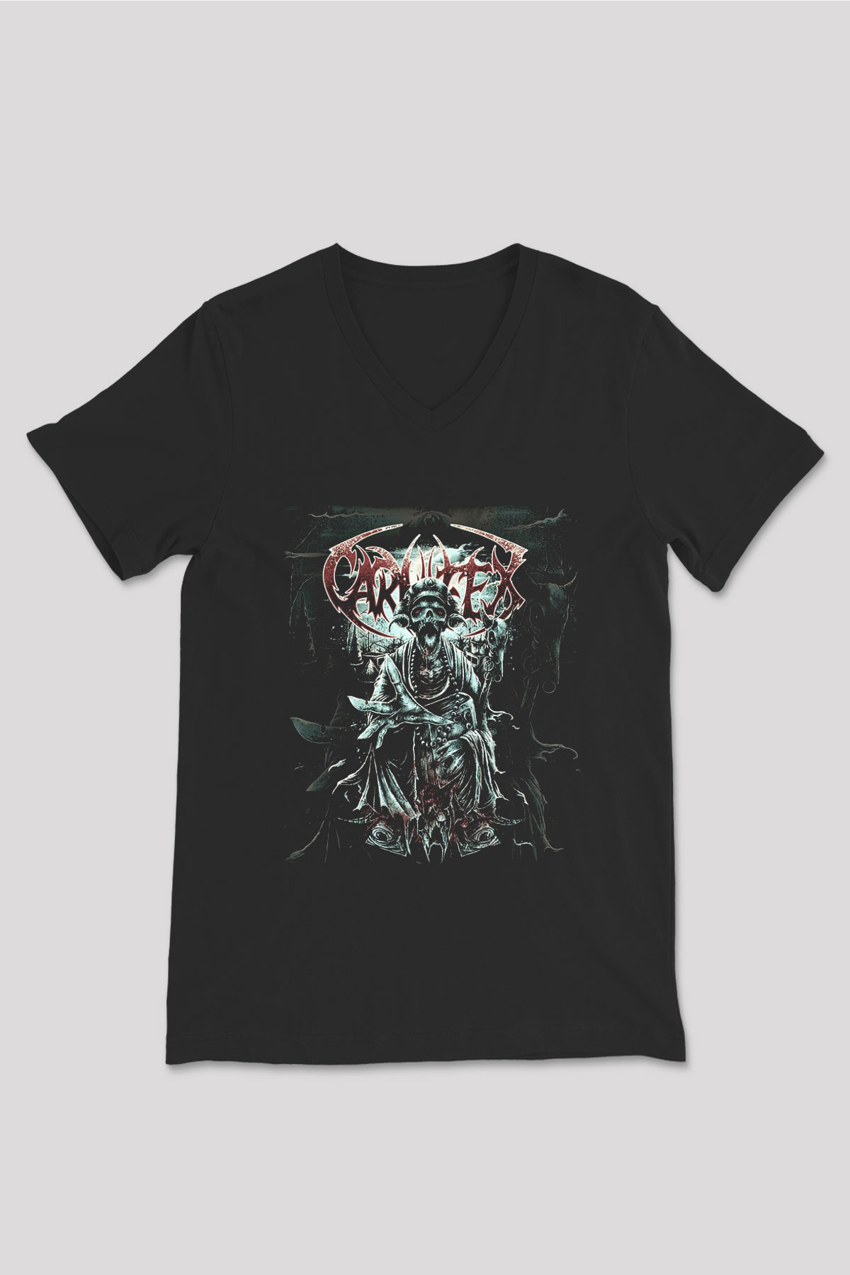Carnifex Siyah Unisex V Yaka Tişört T-Shirt