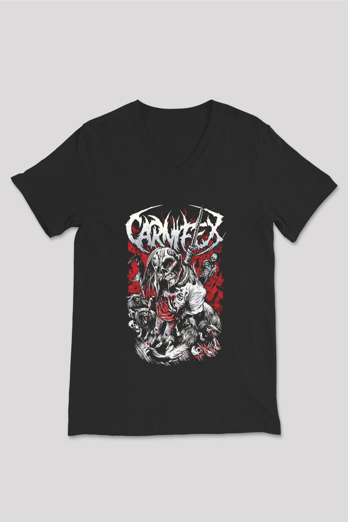Carnifex Siyah Unisex V Yaka Tişört T-Shirt