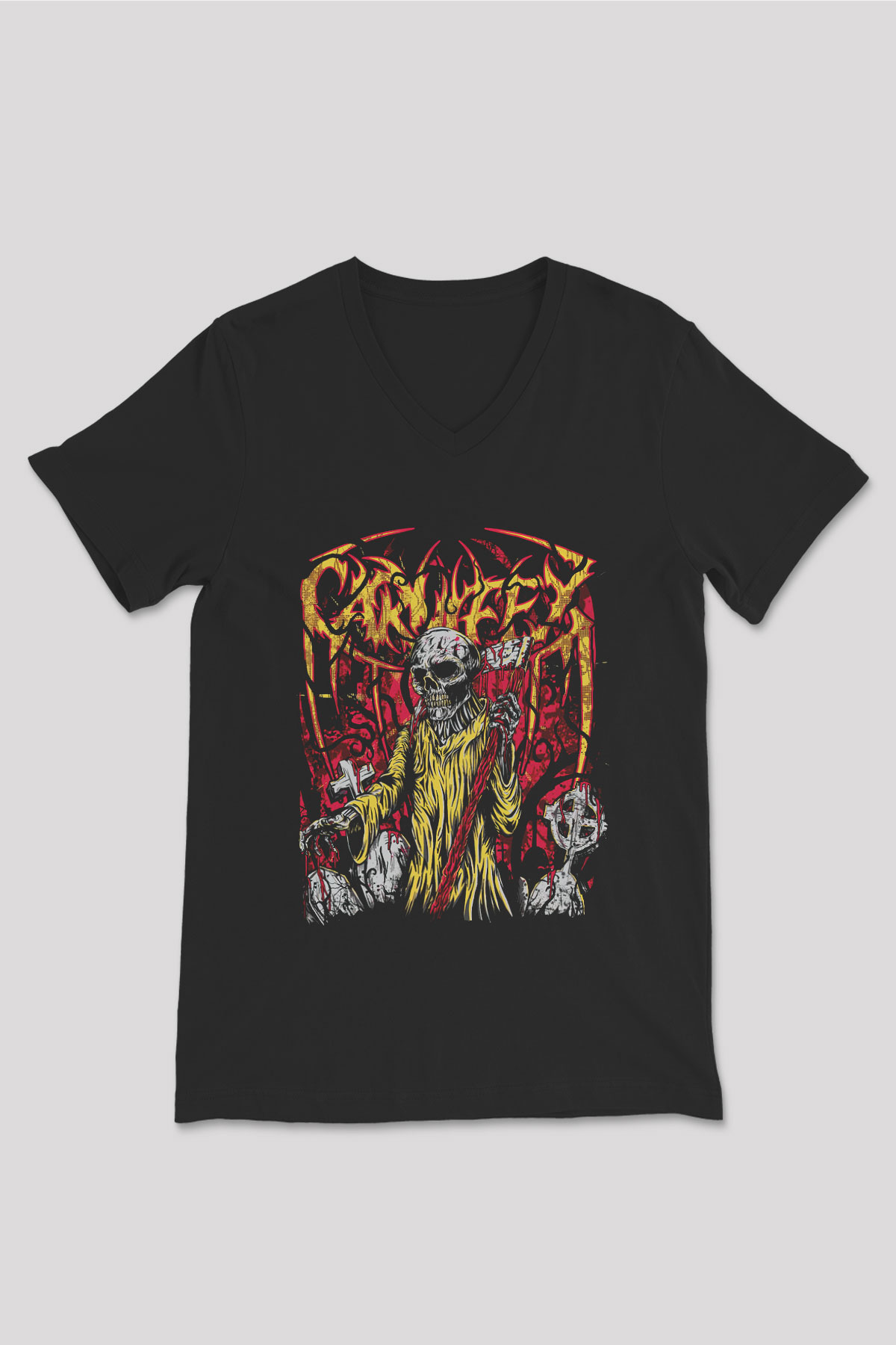 Carnifex Siyah Unisex V Yaka Tişört T-Shirt