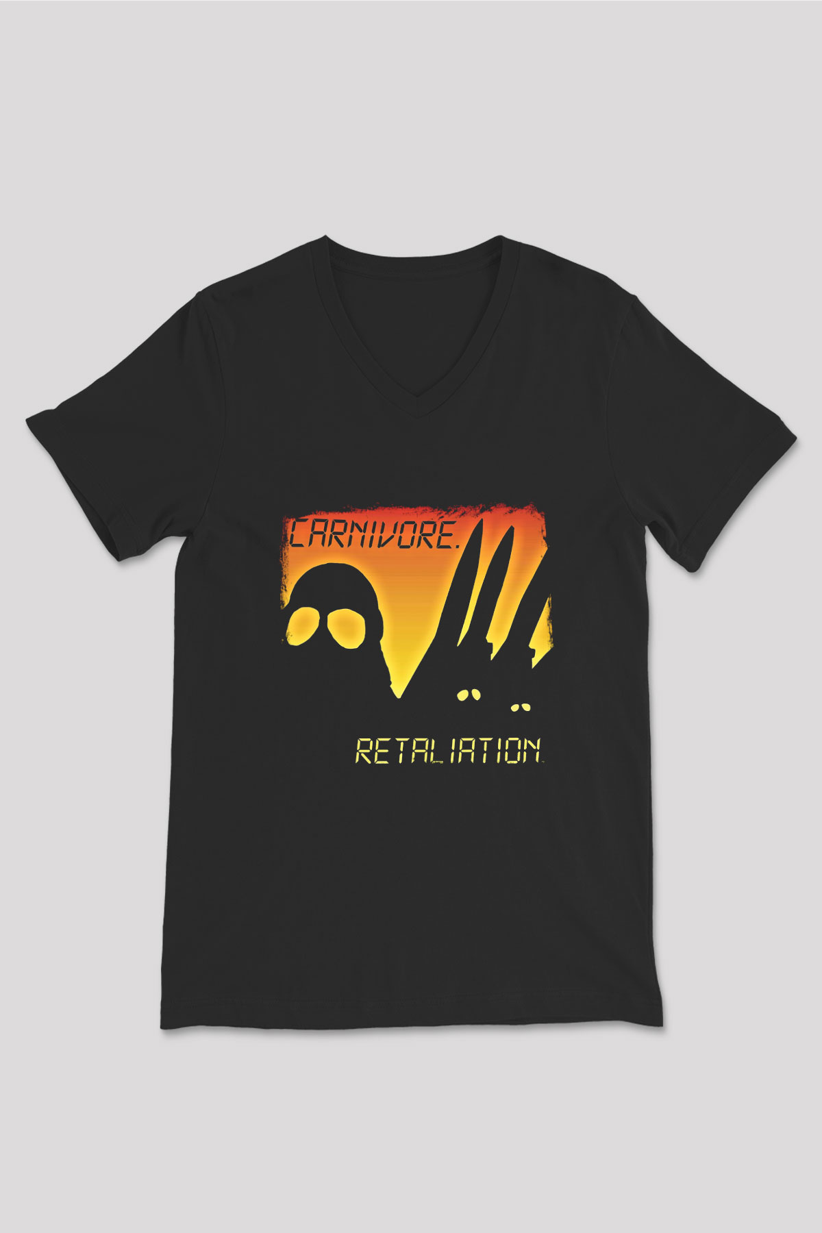 Carnivore Baskılı Unisex Siyah V Yaka Tişört