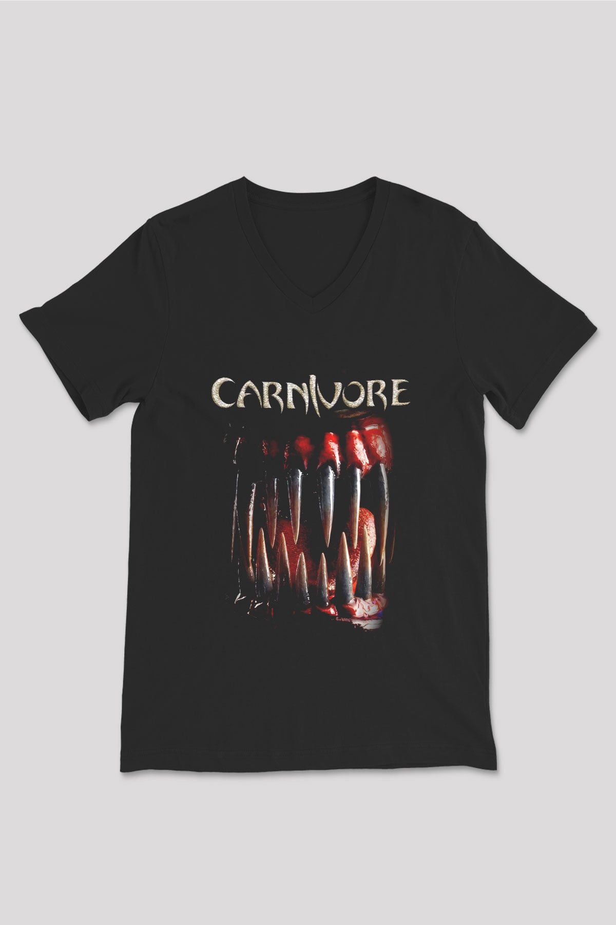 Carnivore Siyah Unisex V Yaka Tişört