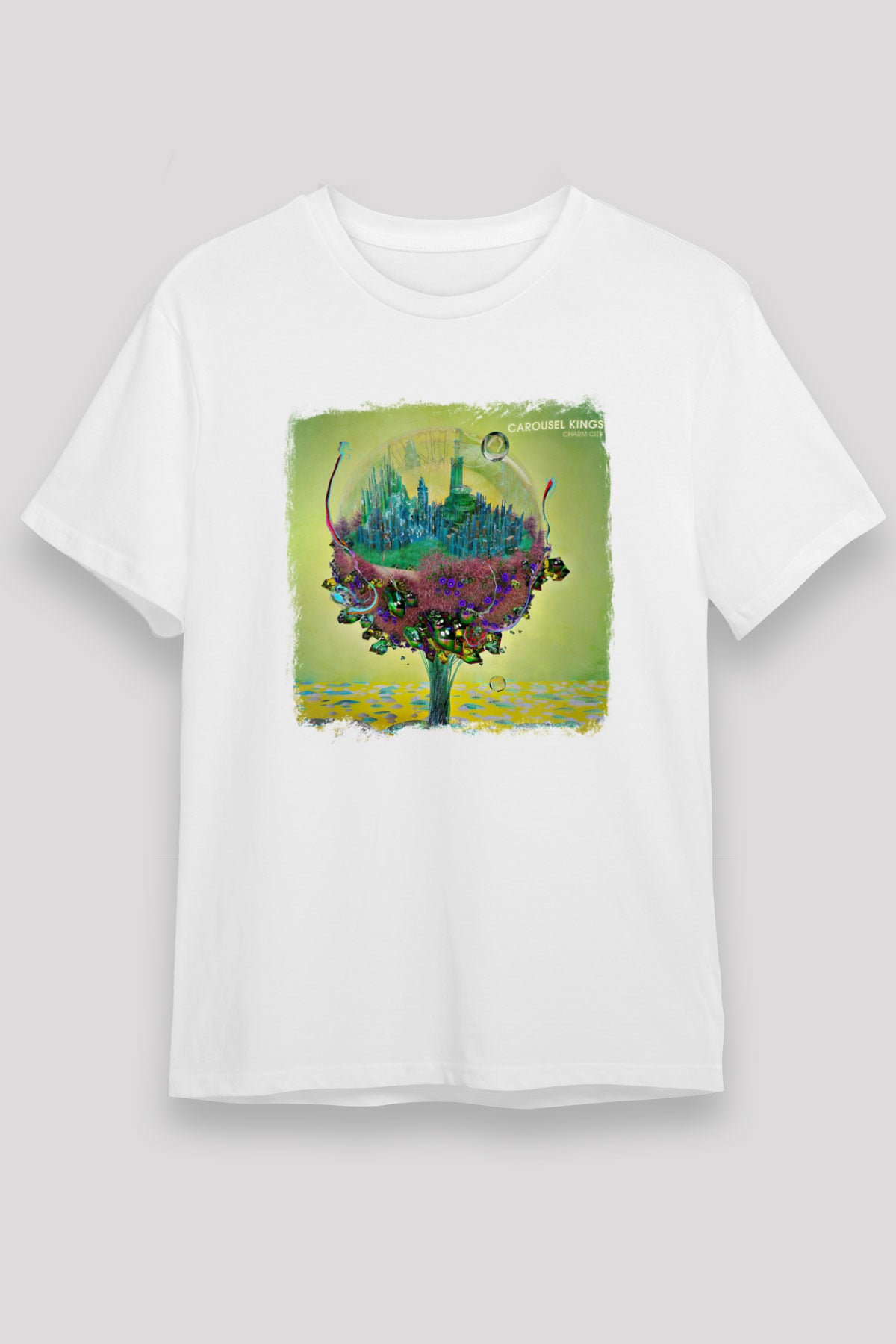Carousel Kings Baskılı Unisex Beyaz Tişört