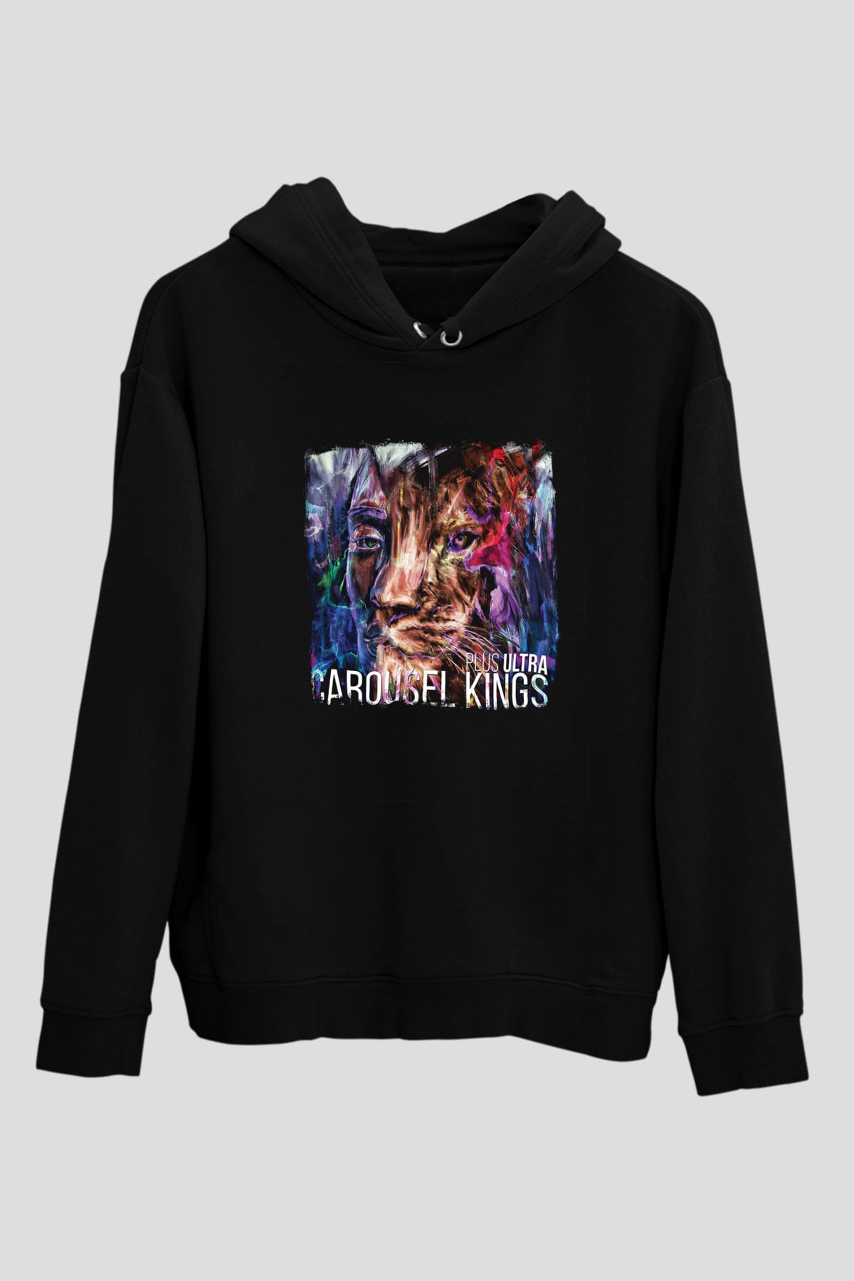 Carousel Kings Baskılı Unisex Siyah Hoodie