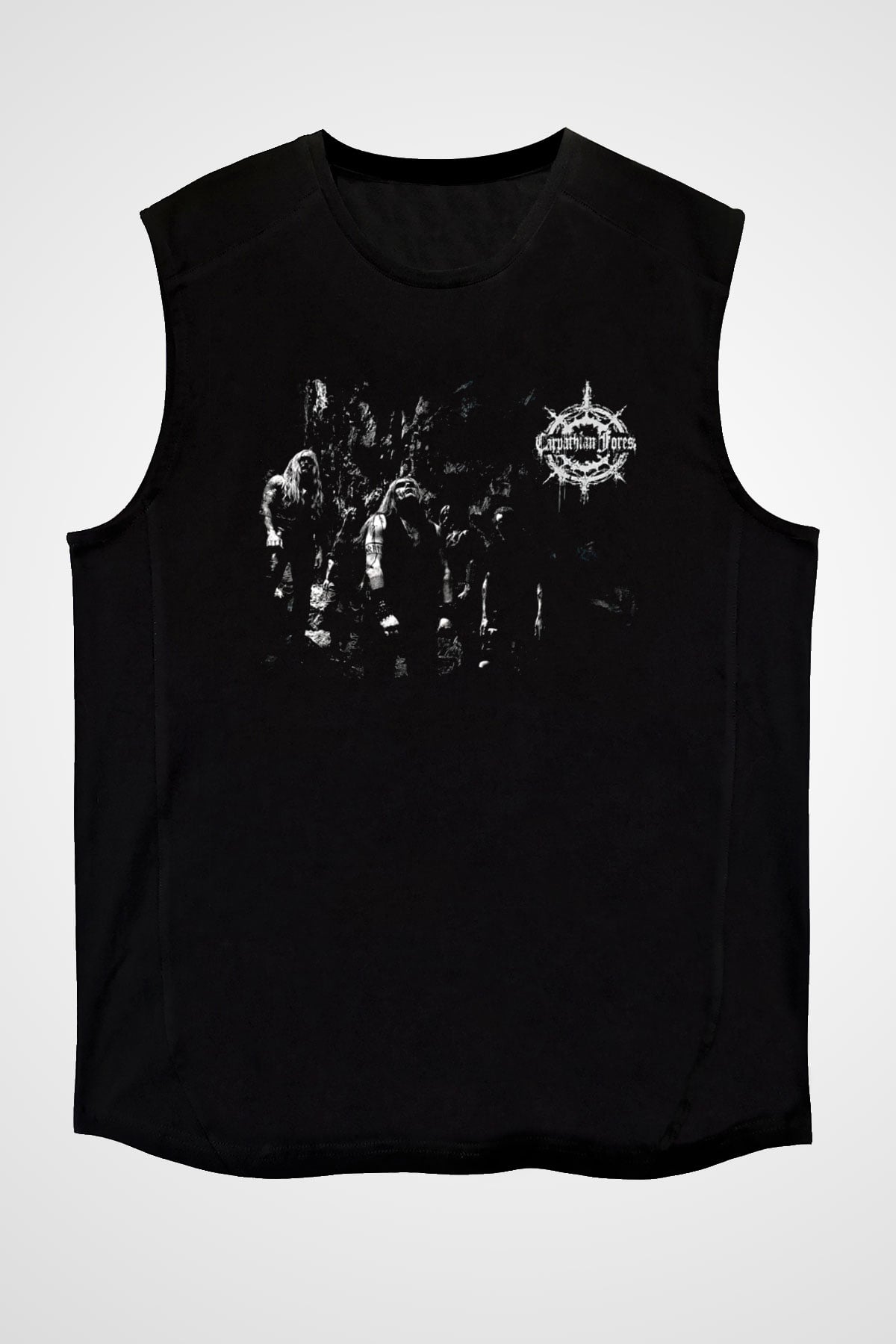 Carpathian Forest Baskılı Unisex Siyah Kolsuz Tişört - Tshirt