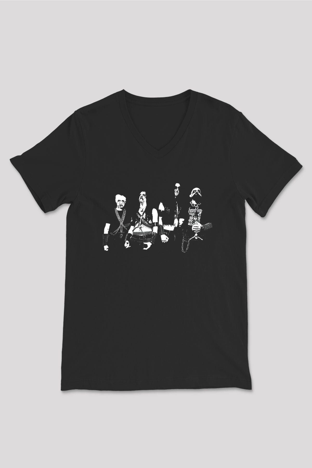 Carpathian Forest Baskılı Unisex Siyah V Yaka Tişört - Tshirt