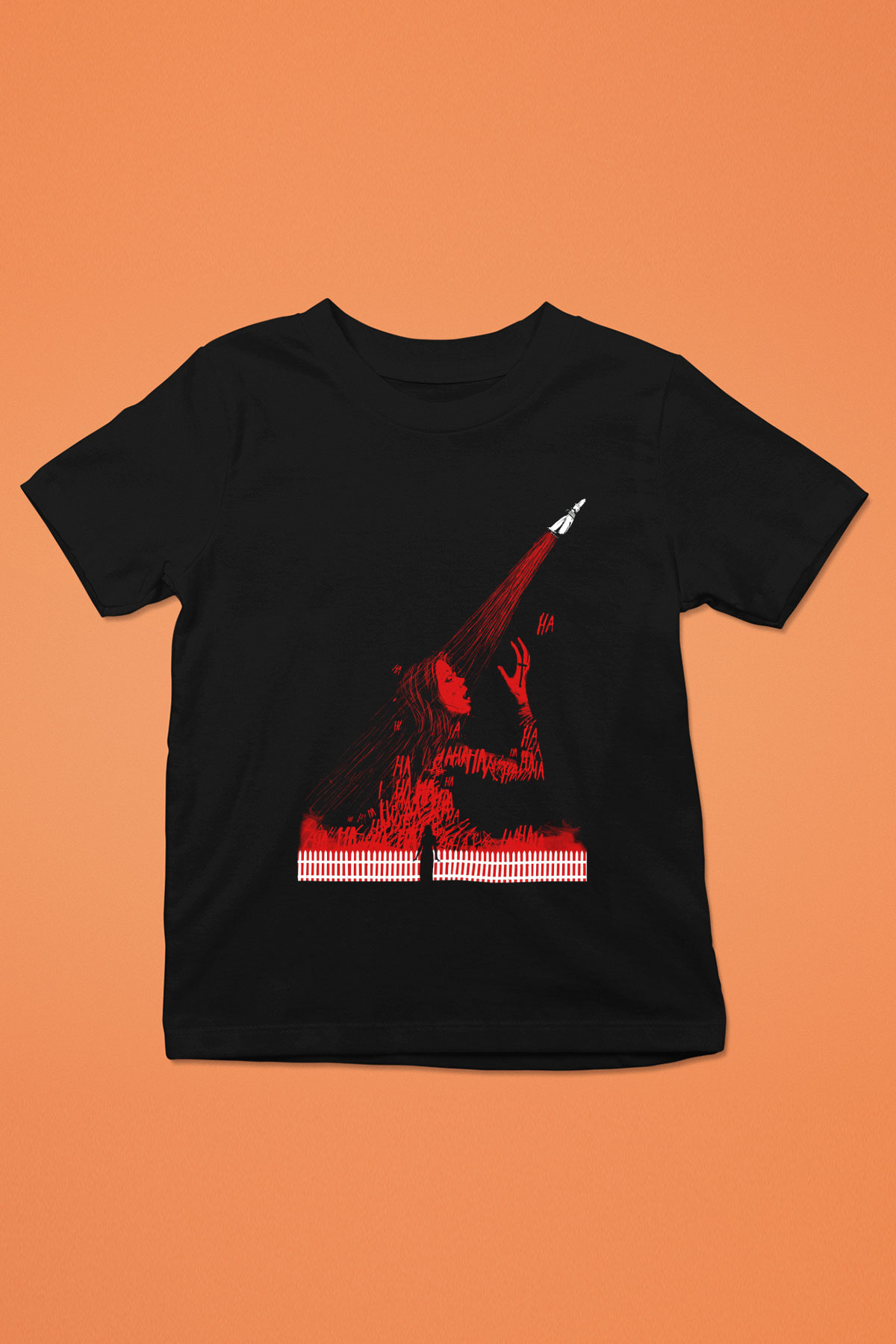Carrie Baskılı Siyah Unisex Çocuk Tişört