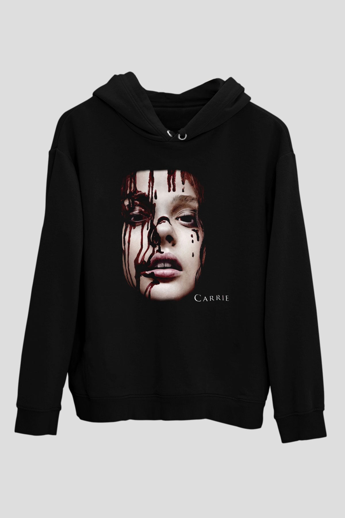 Carrie Siyah Unisex Kapüşonlu Sweatshirt