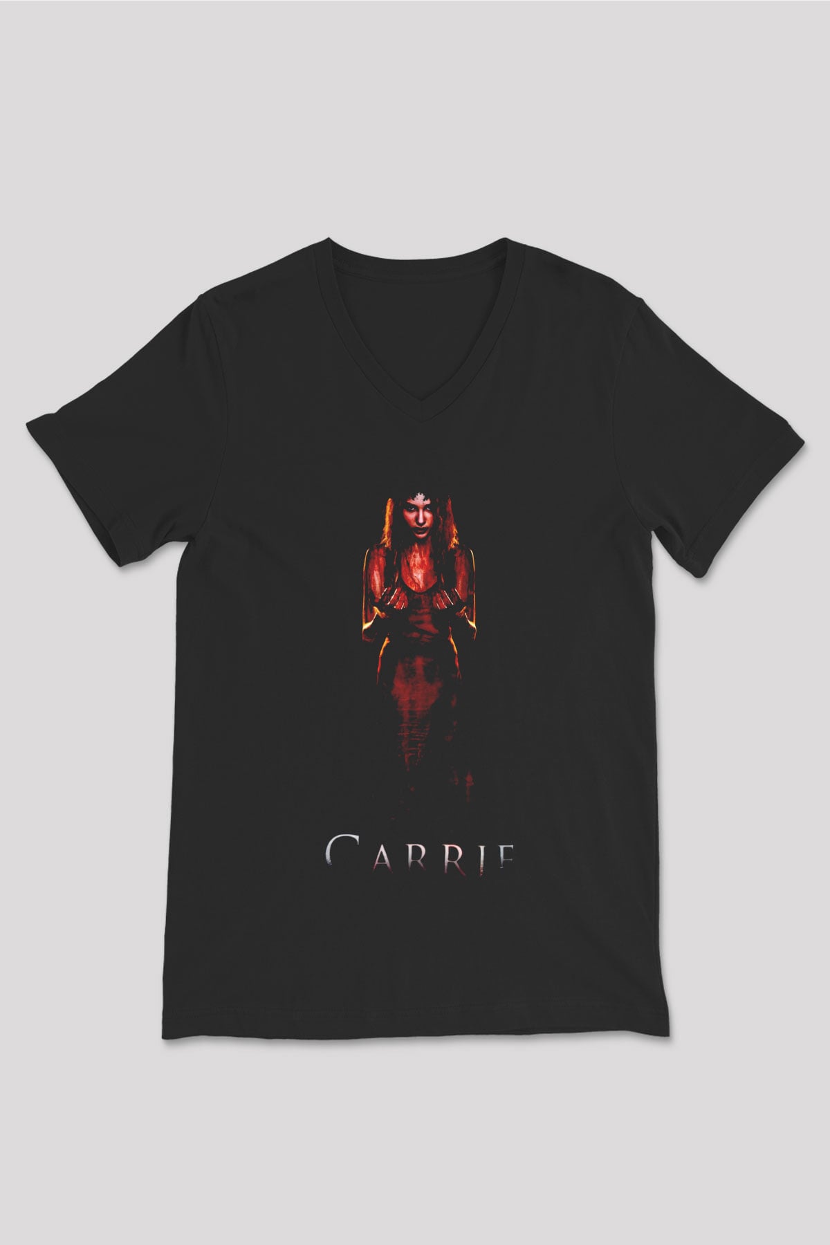 Carrie Siyah Unisex  V Yaka Tişört