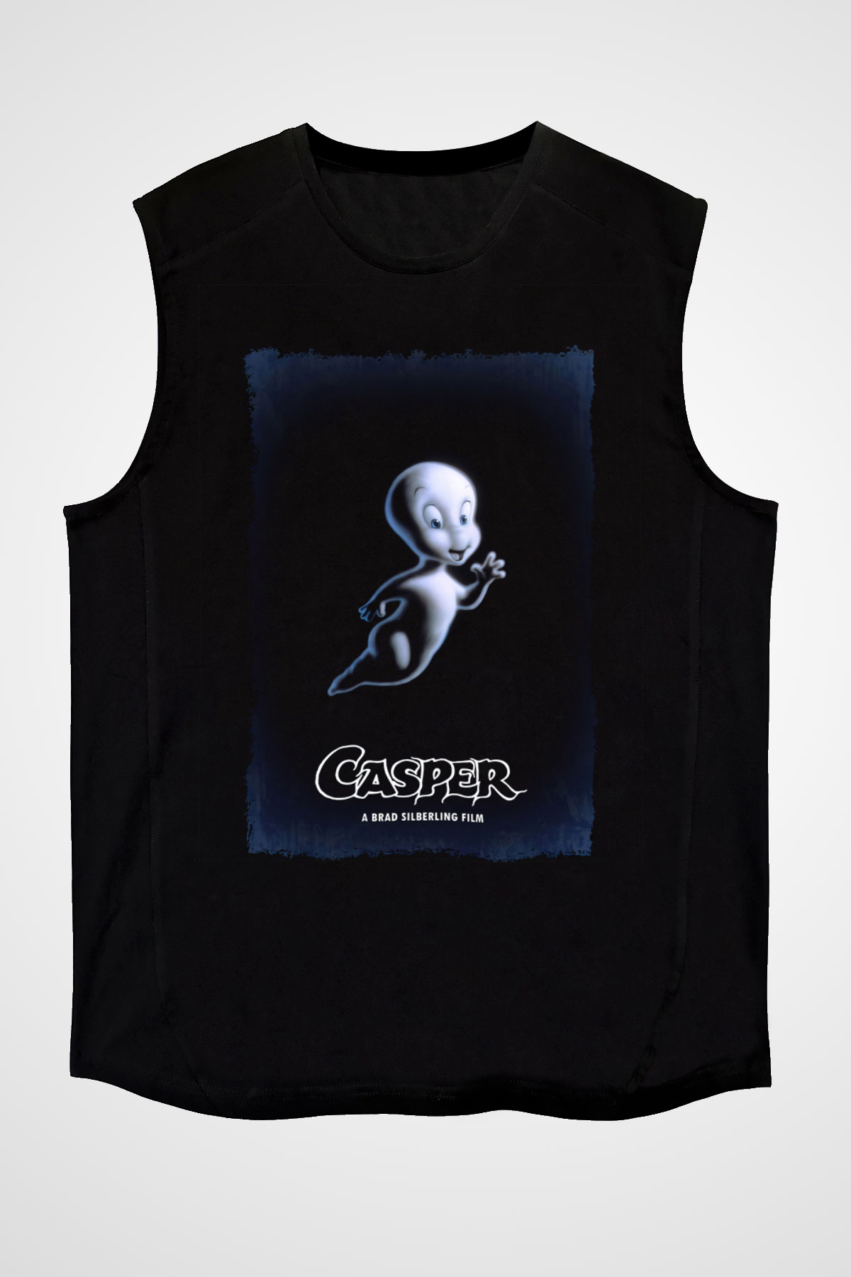 Casper Baskılı Unisex Siyah  Kolsuz Tişört