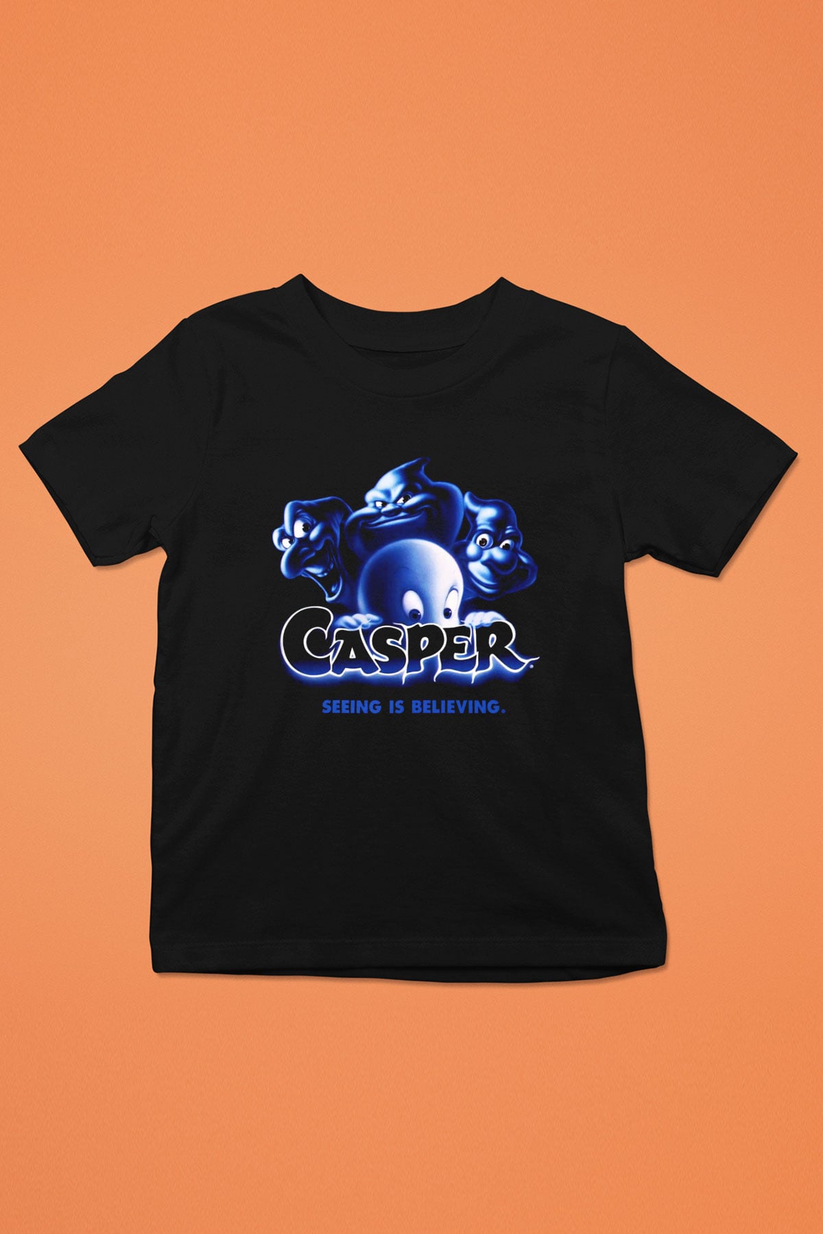 Casper the Friendly Ghost Baskılı Siyah Unisex Çocuk Tişört