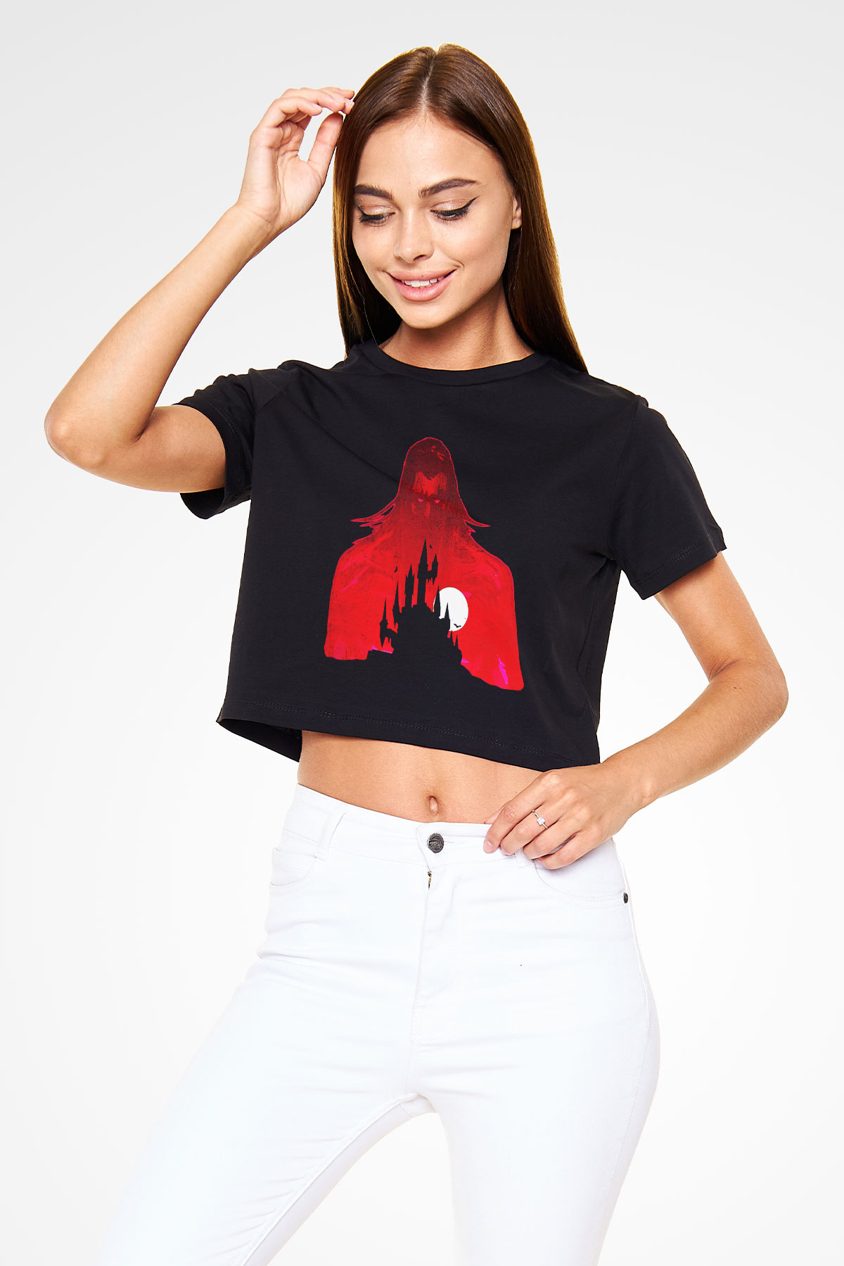 Castlevania: Lords of Shadow Siyah Crop Top Tişört