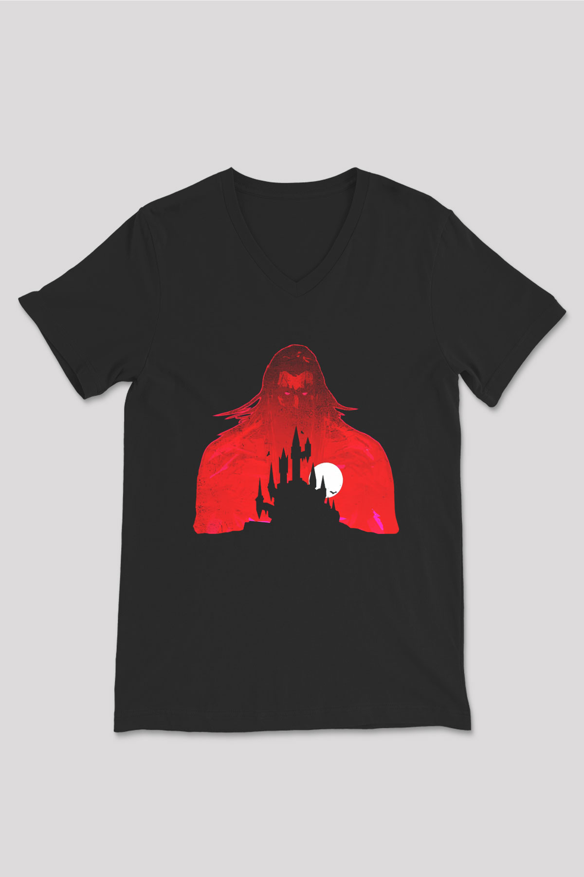 Castlevania: Lords of Shadow Siyah Unisex V Yaka Tişört T-Shirt