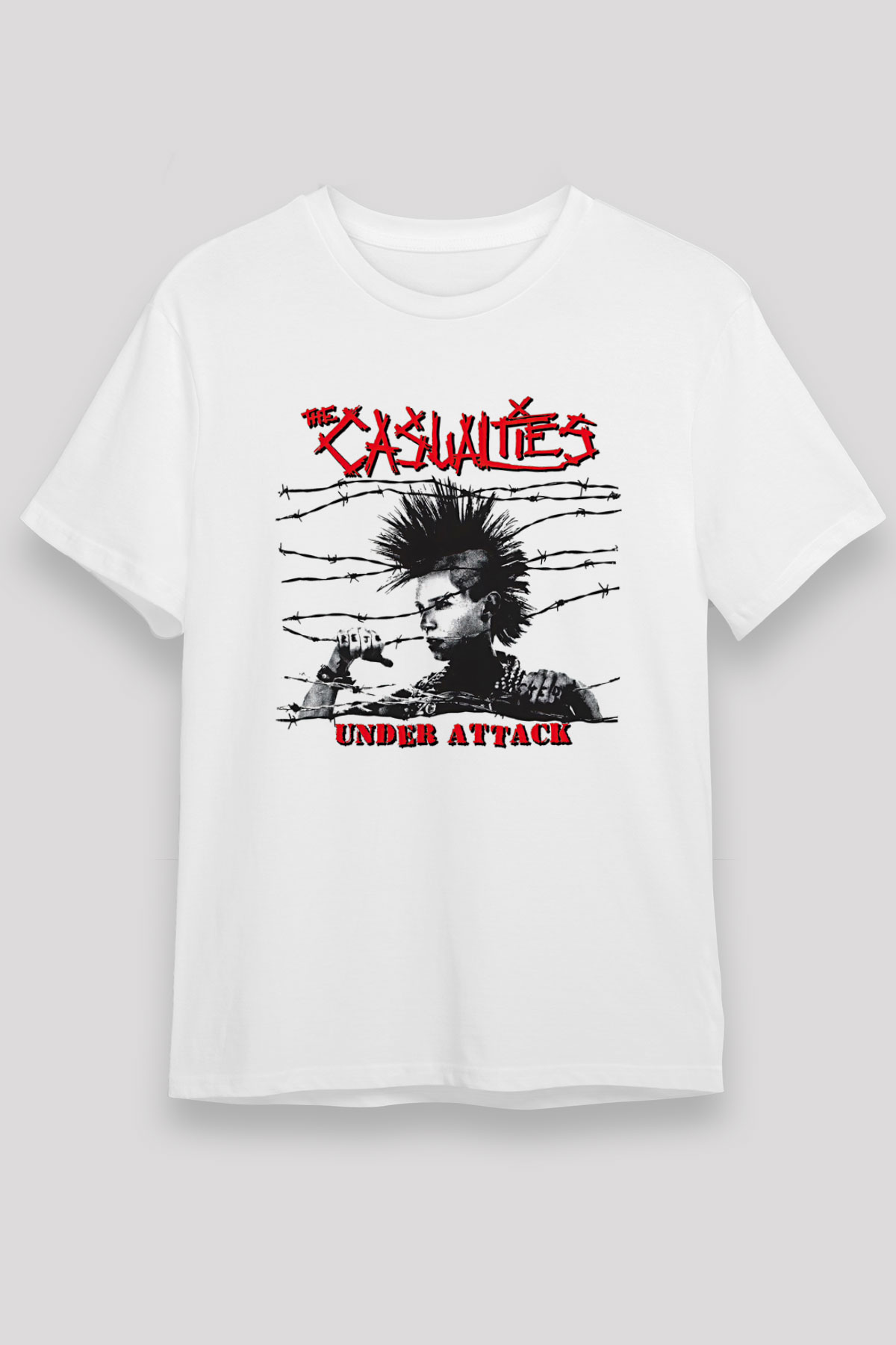 Casualties Baskılı Unisex Beyaz Tişört - Tshirt
