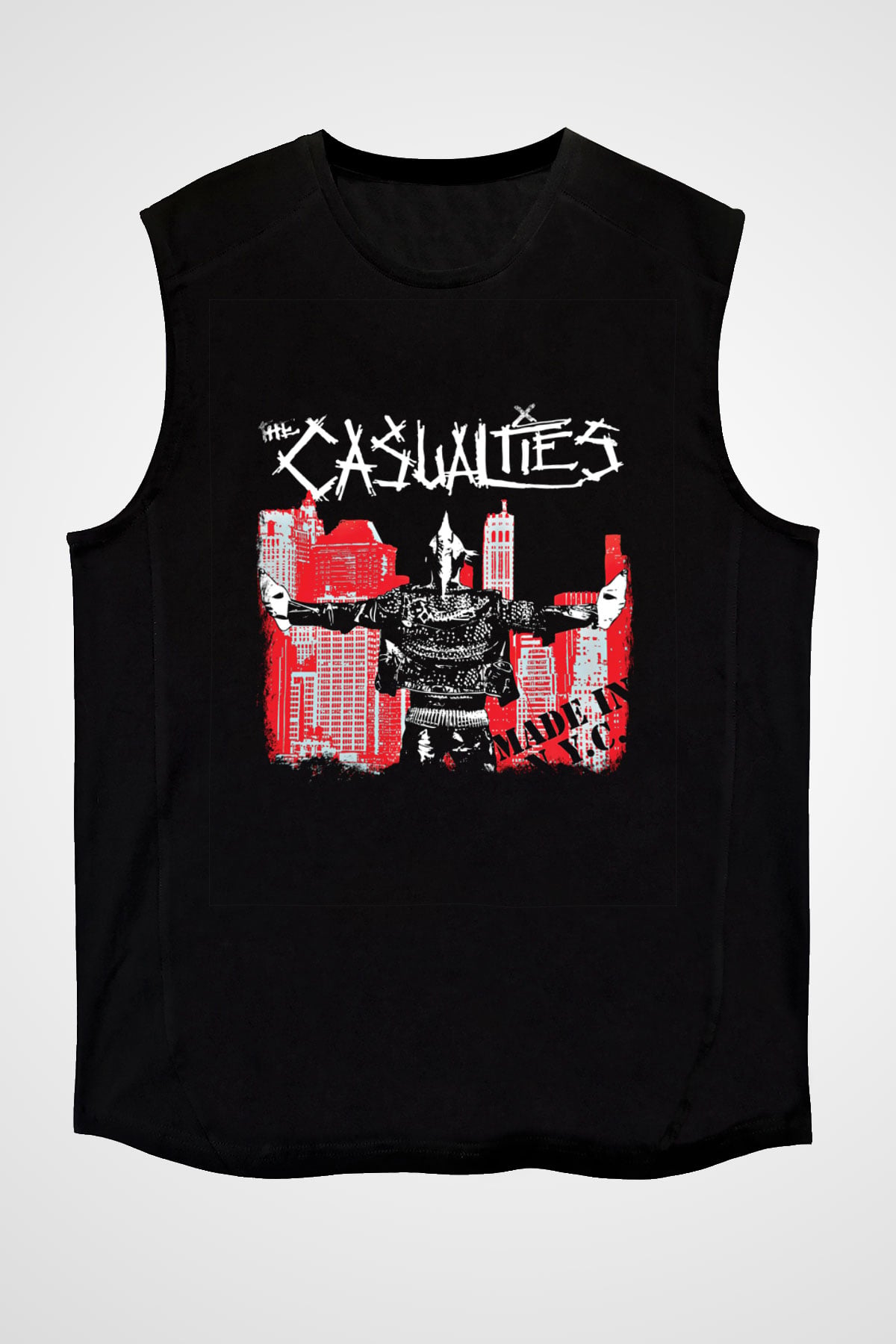 Casualties Baskılı Unisex Siyah Kolsuz Tişört