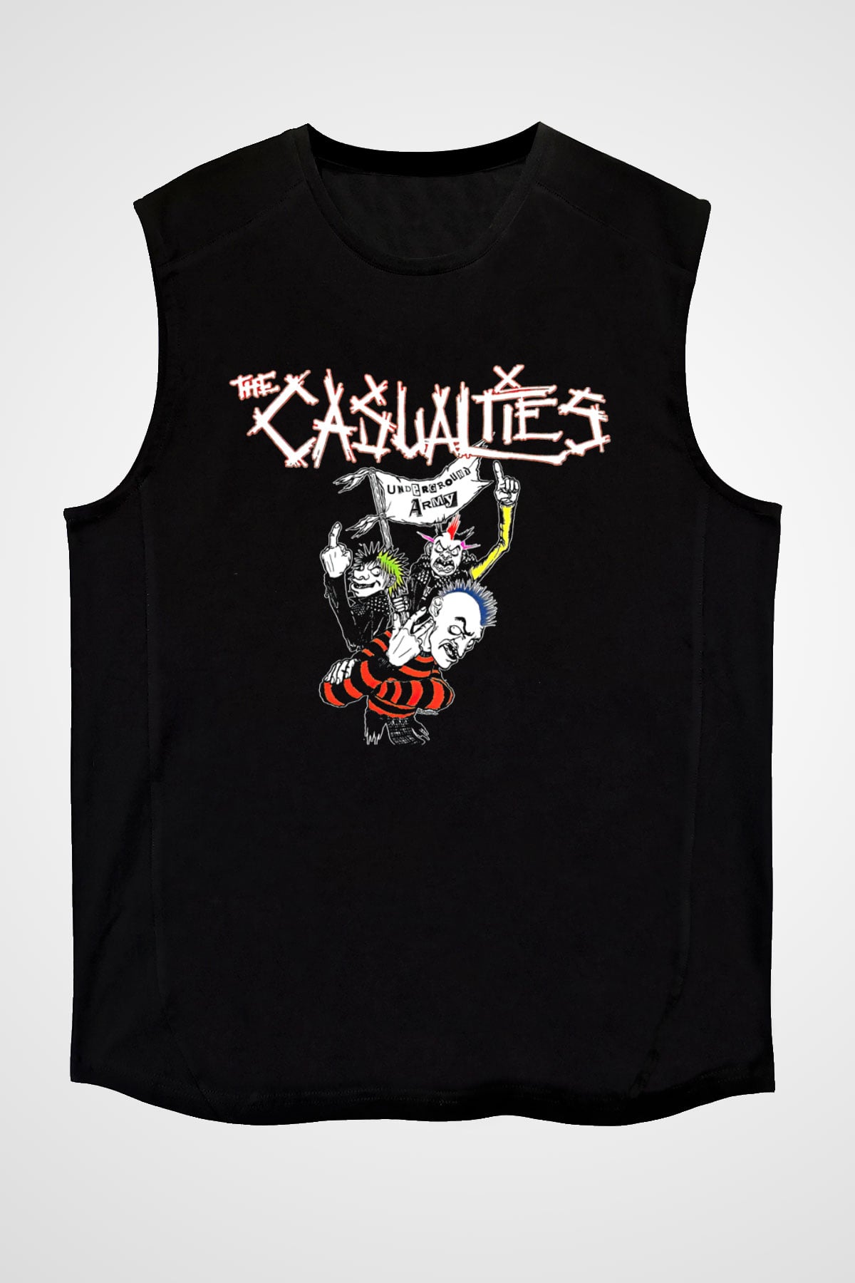 Casualties Baskılı Unisex Siyah Kolsuz Tişört - Tshirt