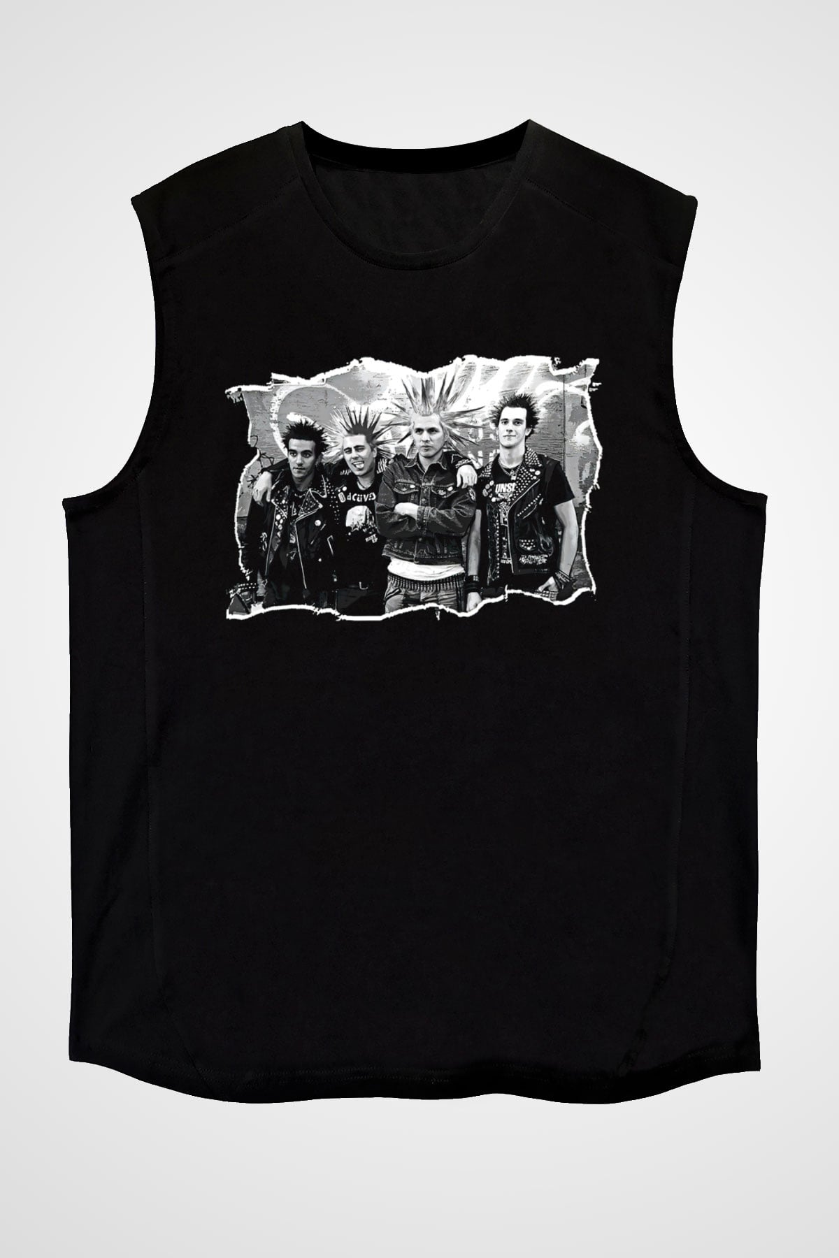 Casualties Baskılı Unisex Siyah Kolsuz Tişört - Tshirt