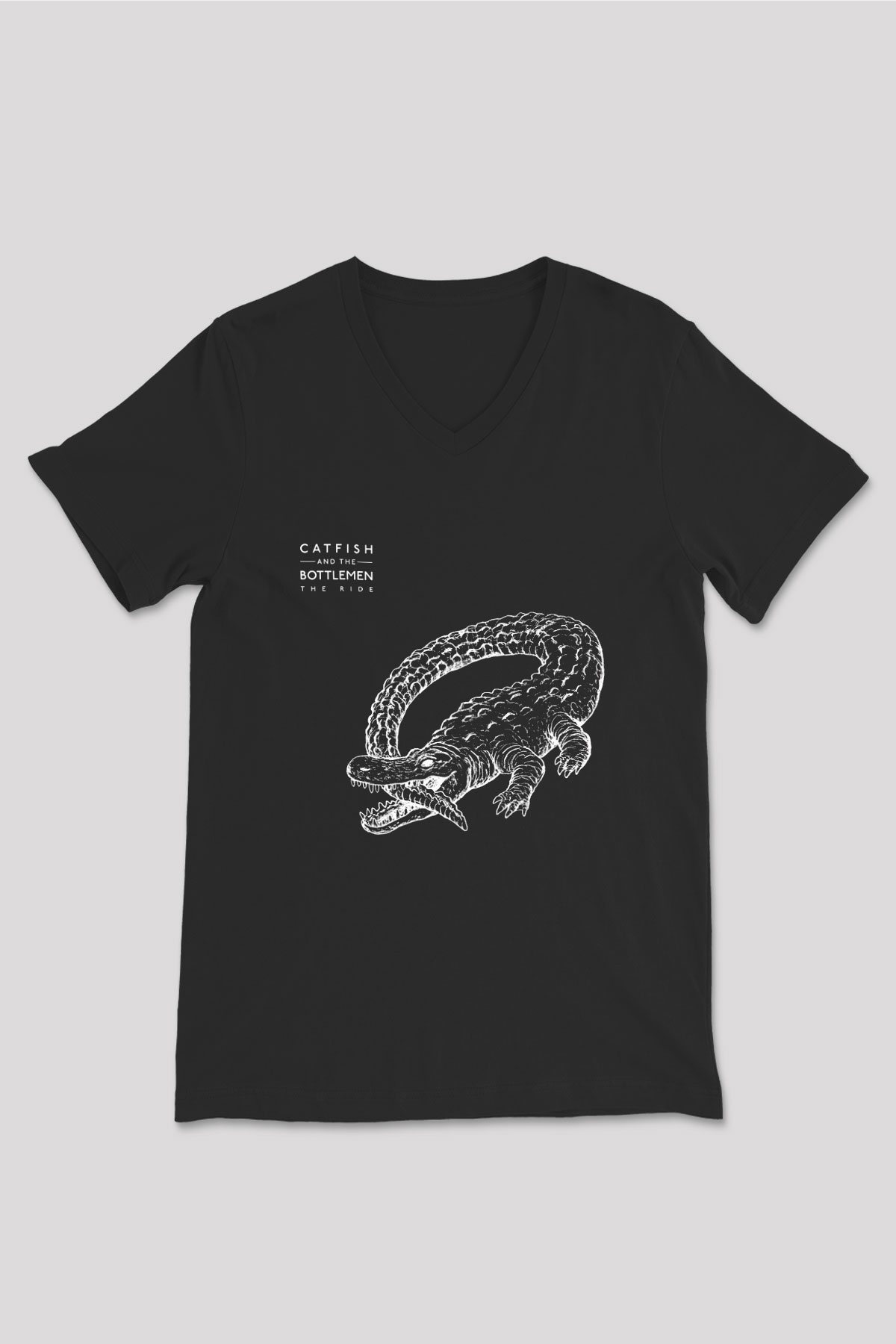 Catfish And The Bottlemen Baskılı Unisex Siyah V Yaka Tişört