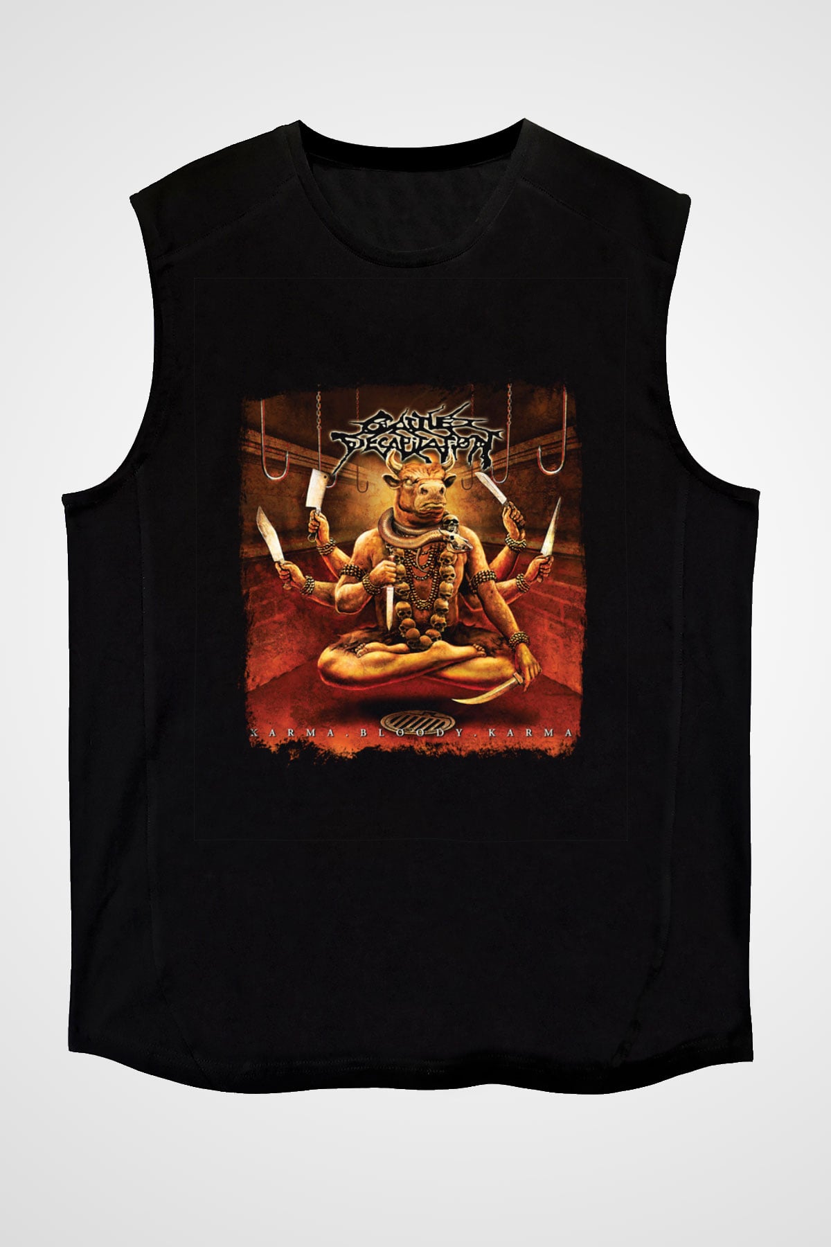 Cattle Decapitation Baskılı Unisex Siyah Kolsuz Tişört