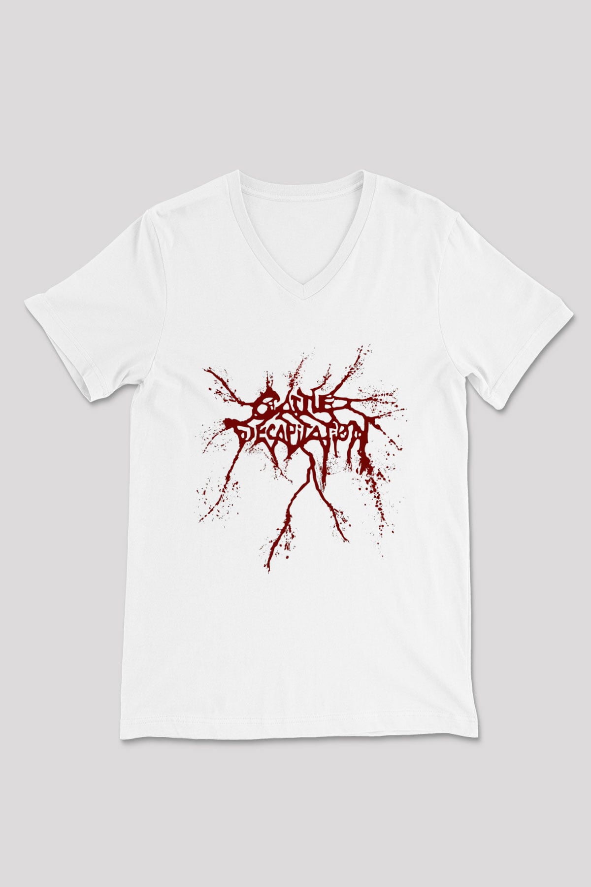 Cattle Decapitation Beyaz Unisex V Yaka Tişört T-Shirt