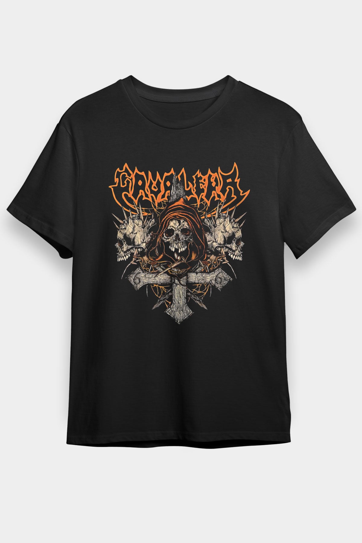 Cavalera Baskılı Unisex Siyah Tişört - Tshirt