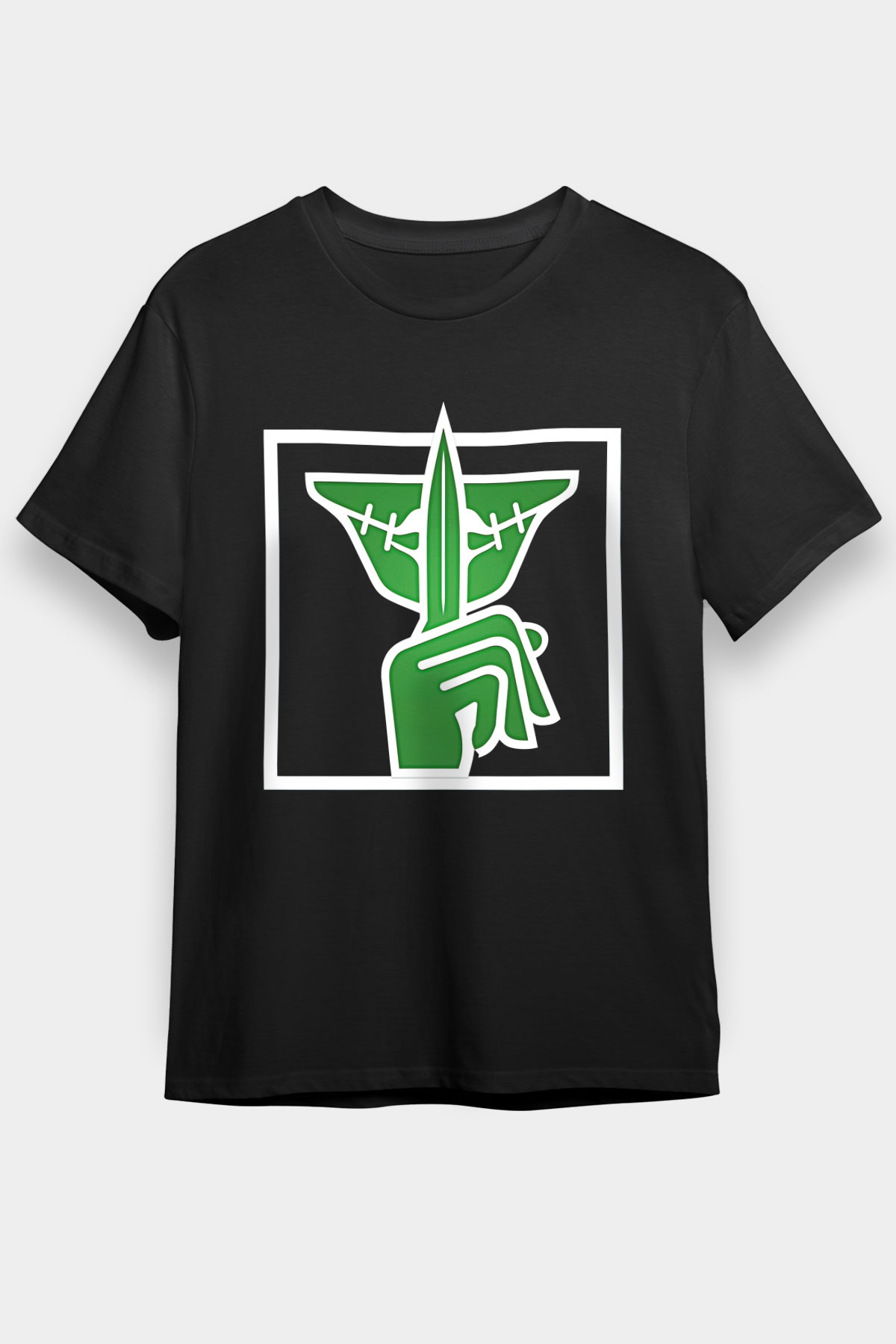 Caveira Baskılı Unisex Siyah Tişört - Tshirt