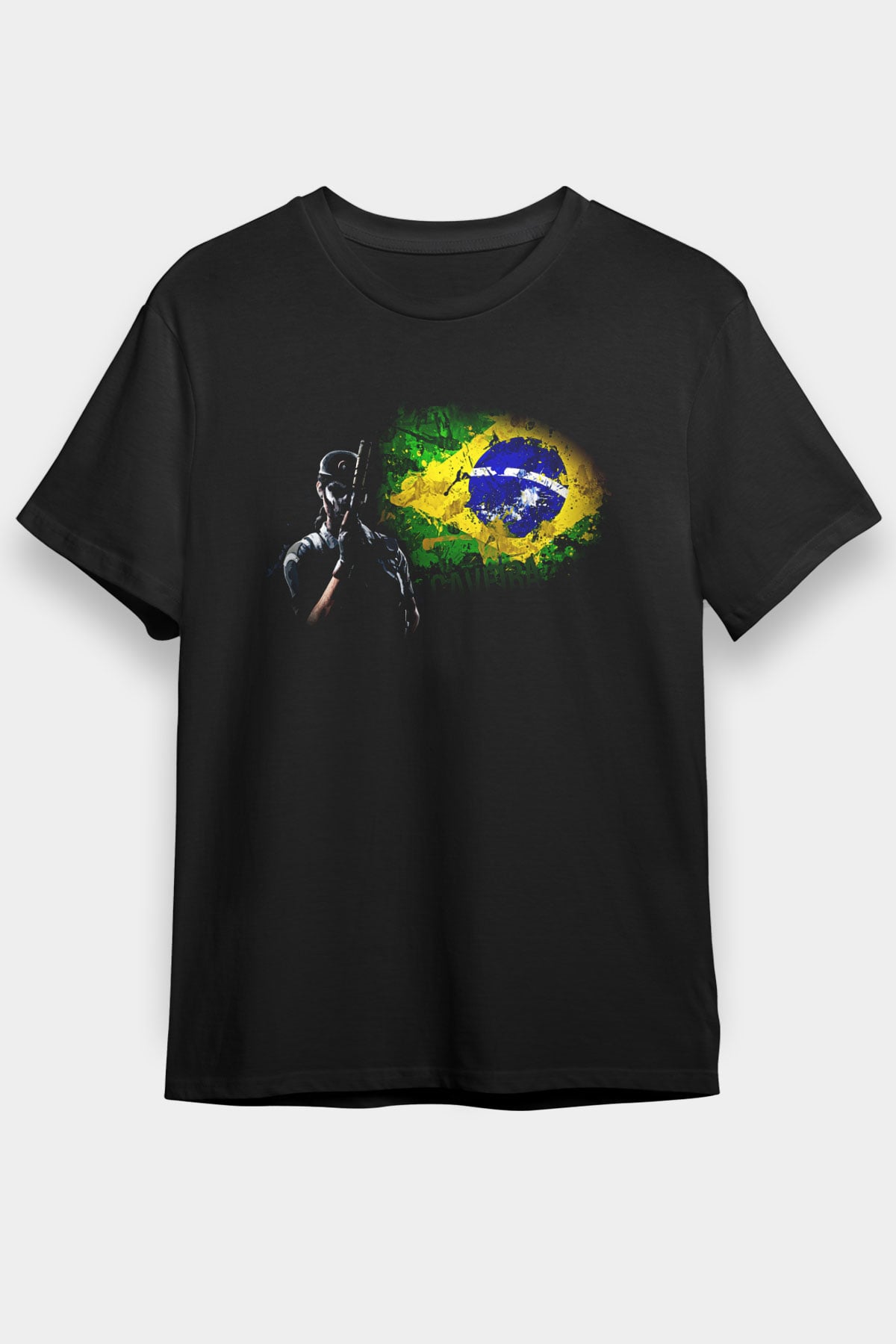 Caveira Baskılı Unisex Siyah Tişört - Tshirt