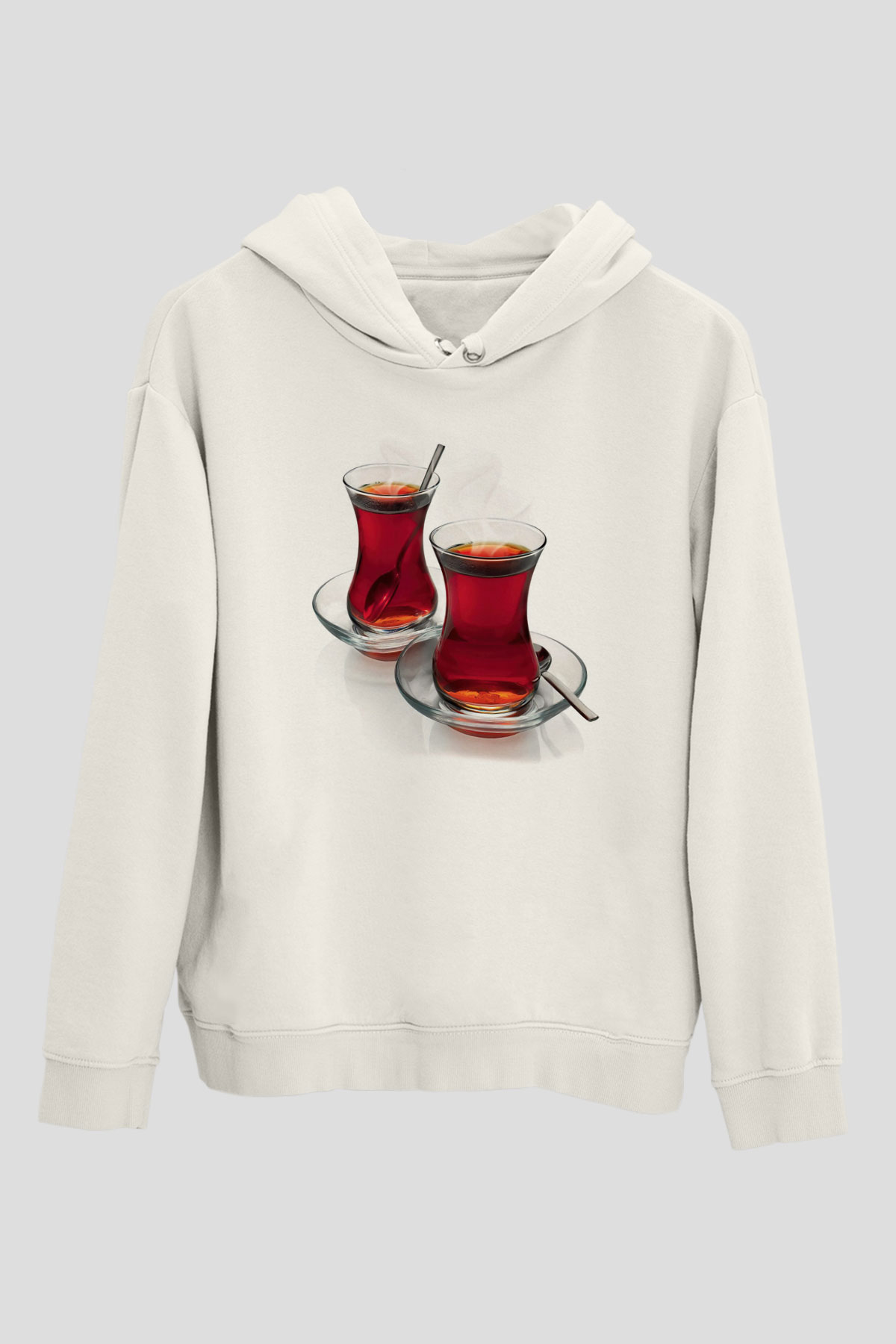 Çaycı Beyaz Unisex Kapüşonlu Sweatshirt