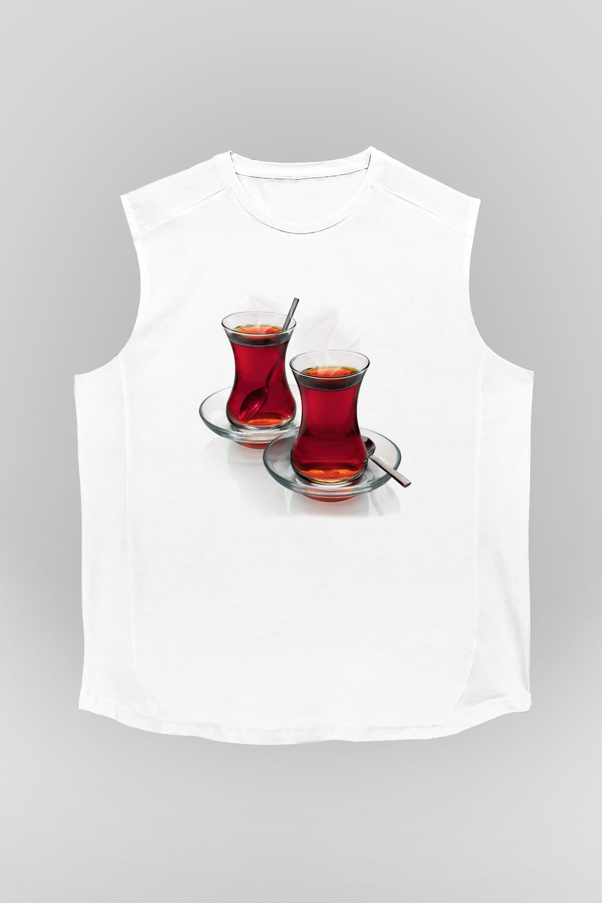 Çaycı Beyaz Unisex Kolsuz Tişört
