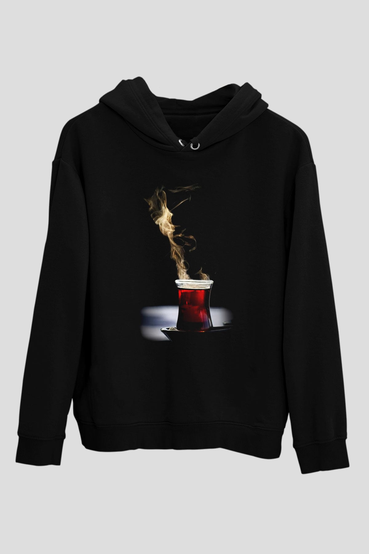 Çaycı Siyah Unisex Kapşonlu Sweatshirt