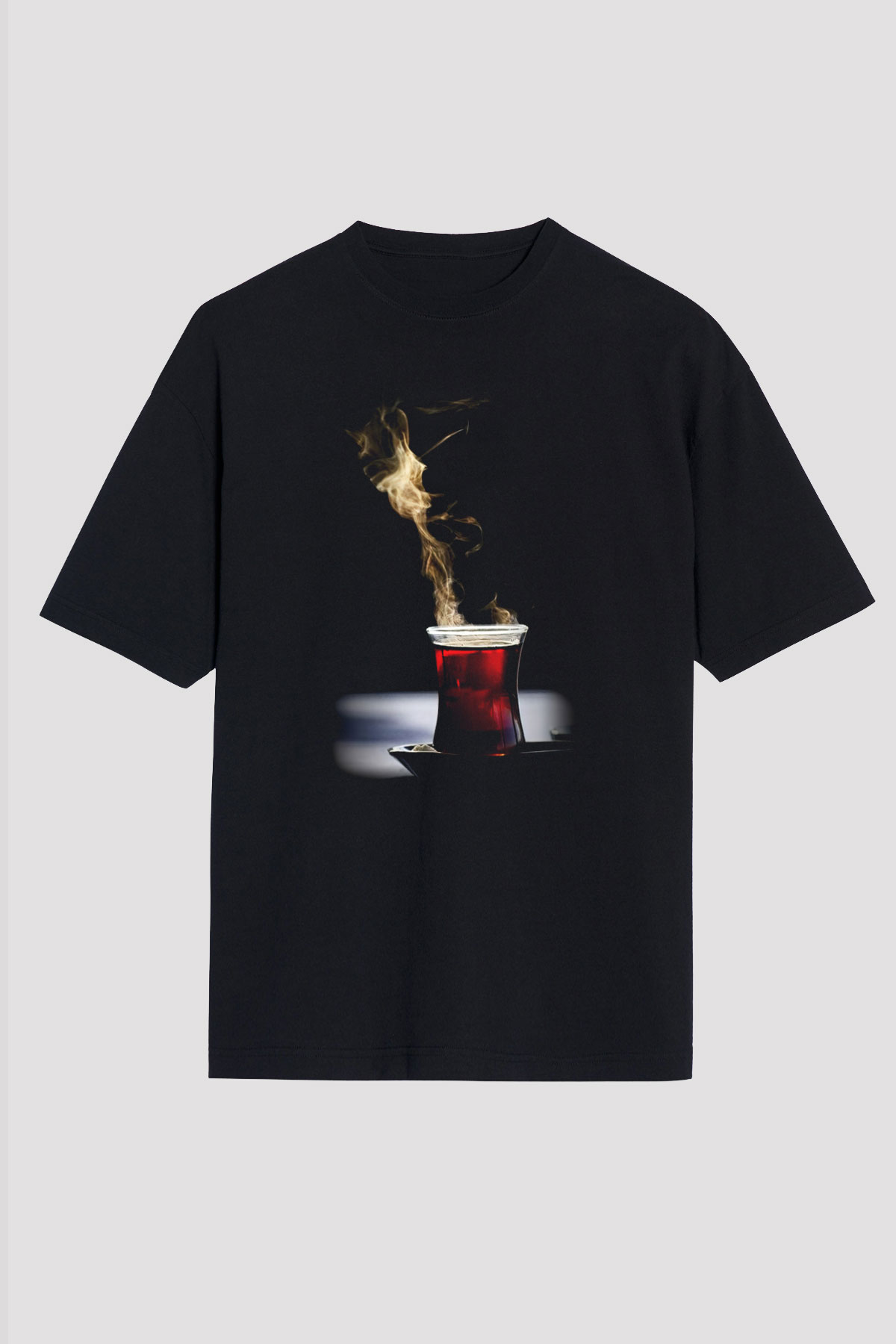 Çaycı Siyah Unisex Oversize Tişört T-Shirt