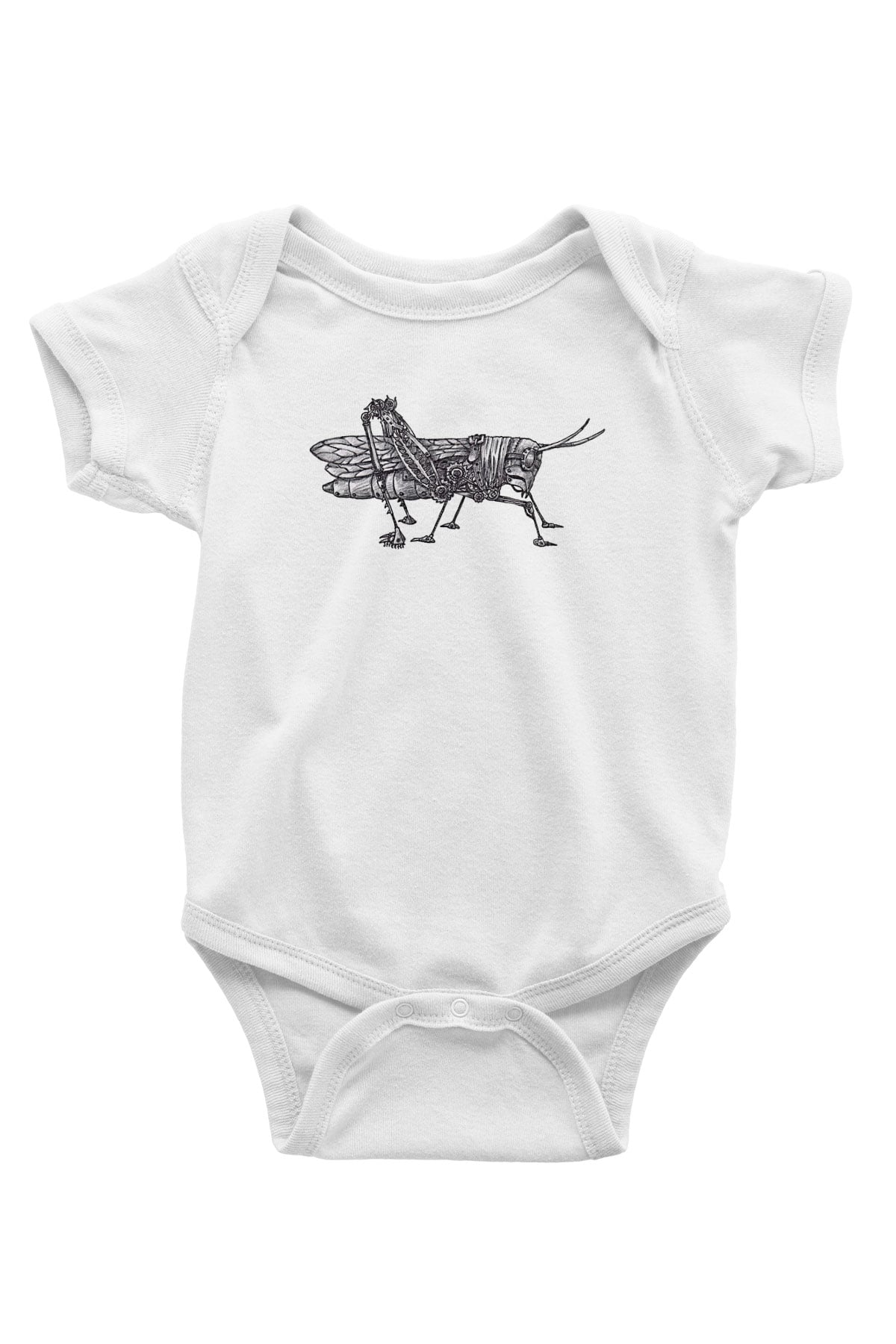Çekirge Baskılı Beyaz Unisex Bebek Body - Zıbın