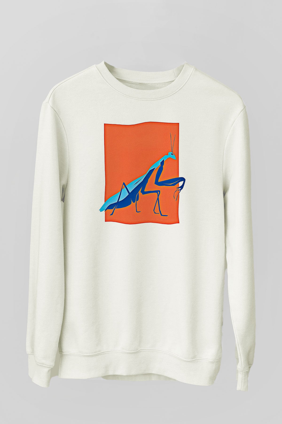 Çekirge Baskılı Beyaz Unisex Sweatshirt