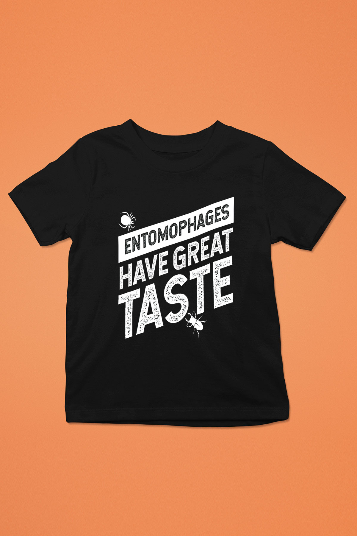 Çekirge Baskılı Unisex Siyah Çocuk Tişört - Tshirt